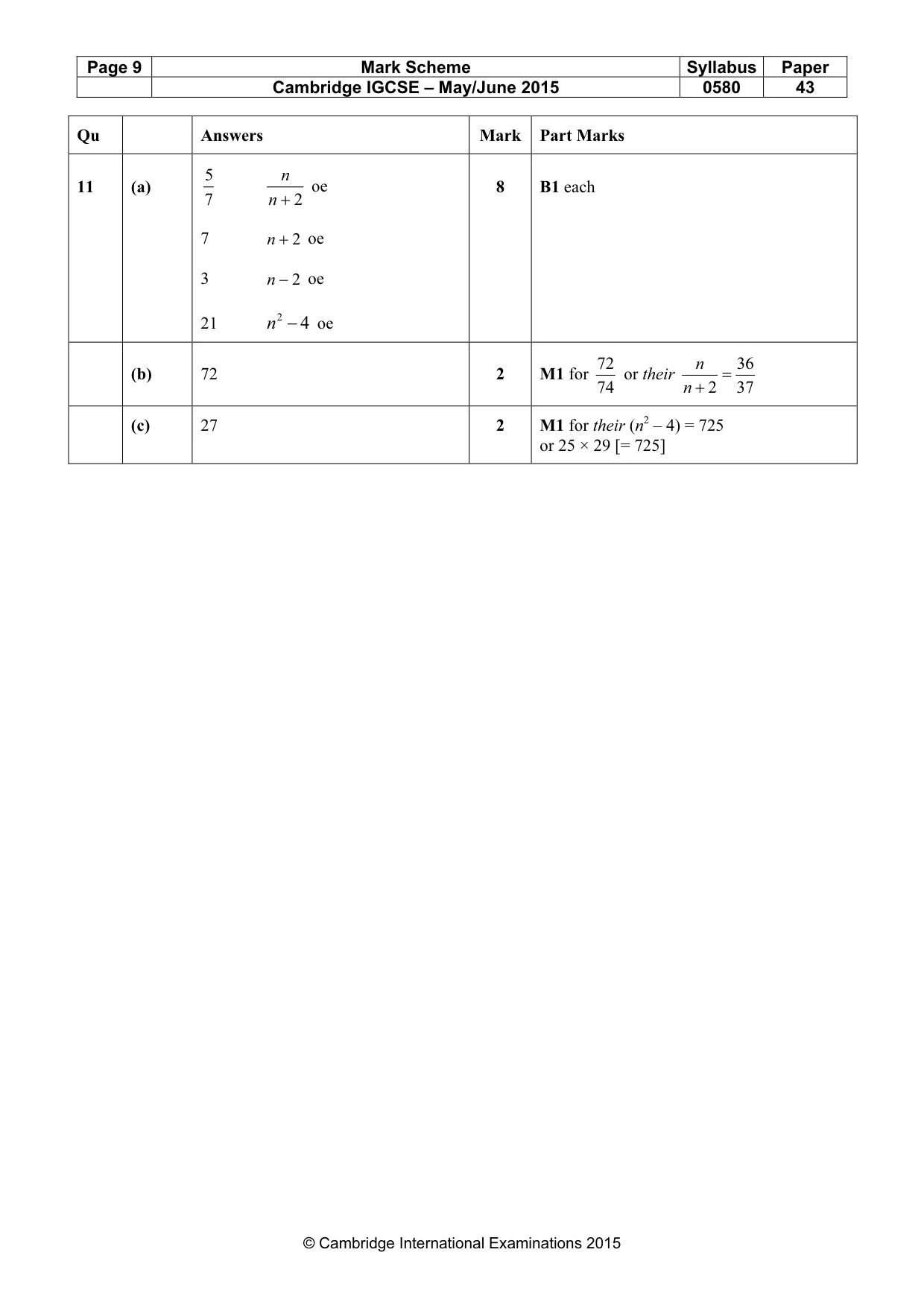 Mark scheme, page 9 of 9