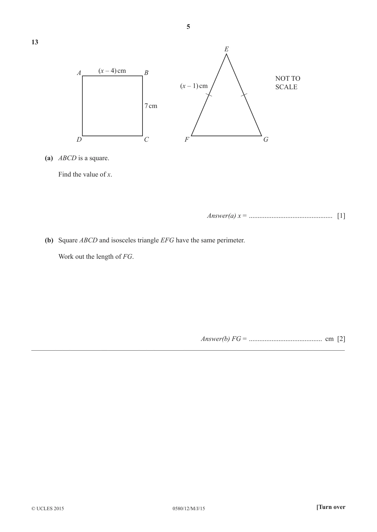 Cambridge IGCSE Mathematics 0580 2015 May/June Paper 1 · Variant 2 question paper, page 5 of 12
