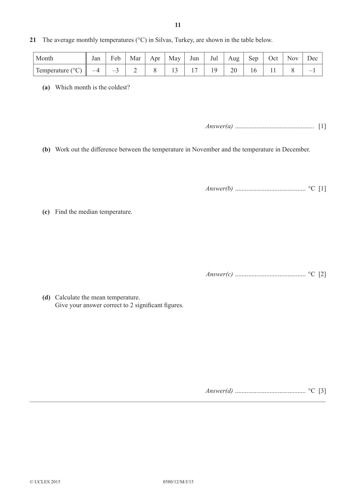 Cambridge IGCSE Mathematics 0580 2015 May/June Paper 1 · Variant 2 question paper, page 11 of 12