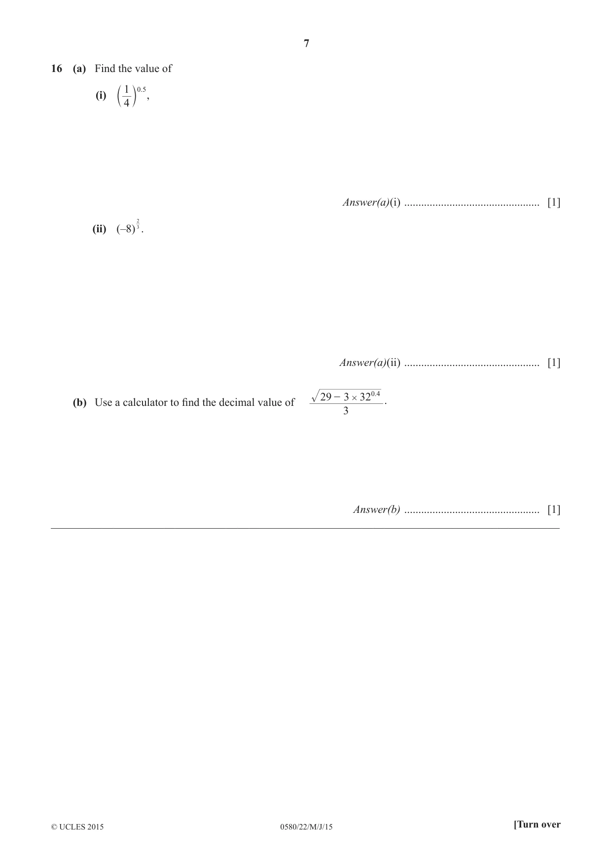 Cambridge IGCSE Mathematics 0580 2015 May/June Paper 2 · Variant 2 question paper, page 7 of 16