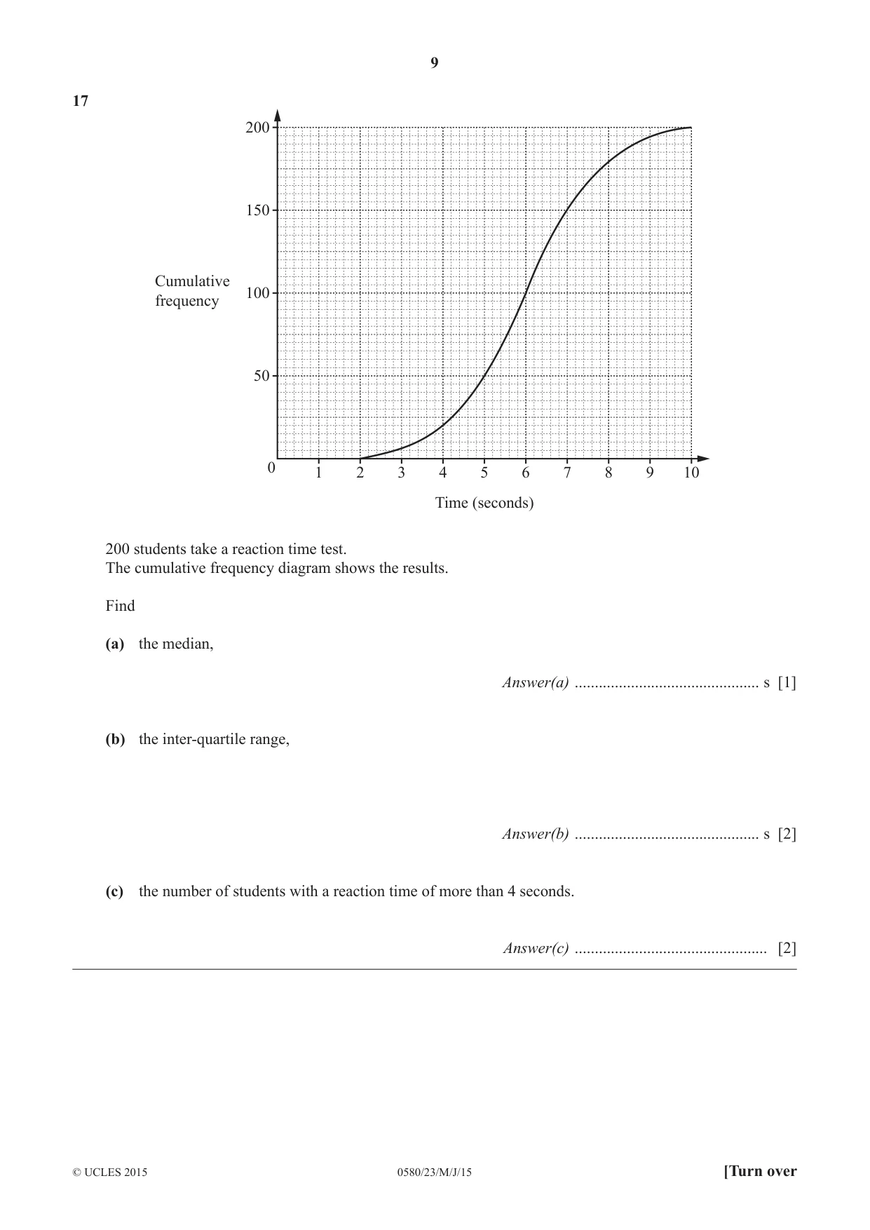 Cambridge IGCSE Mathematics 0580 2015 May/June Paper 2 · Variant 3 question paper, page 9 of 12