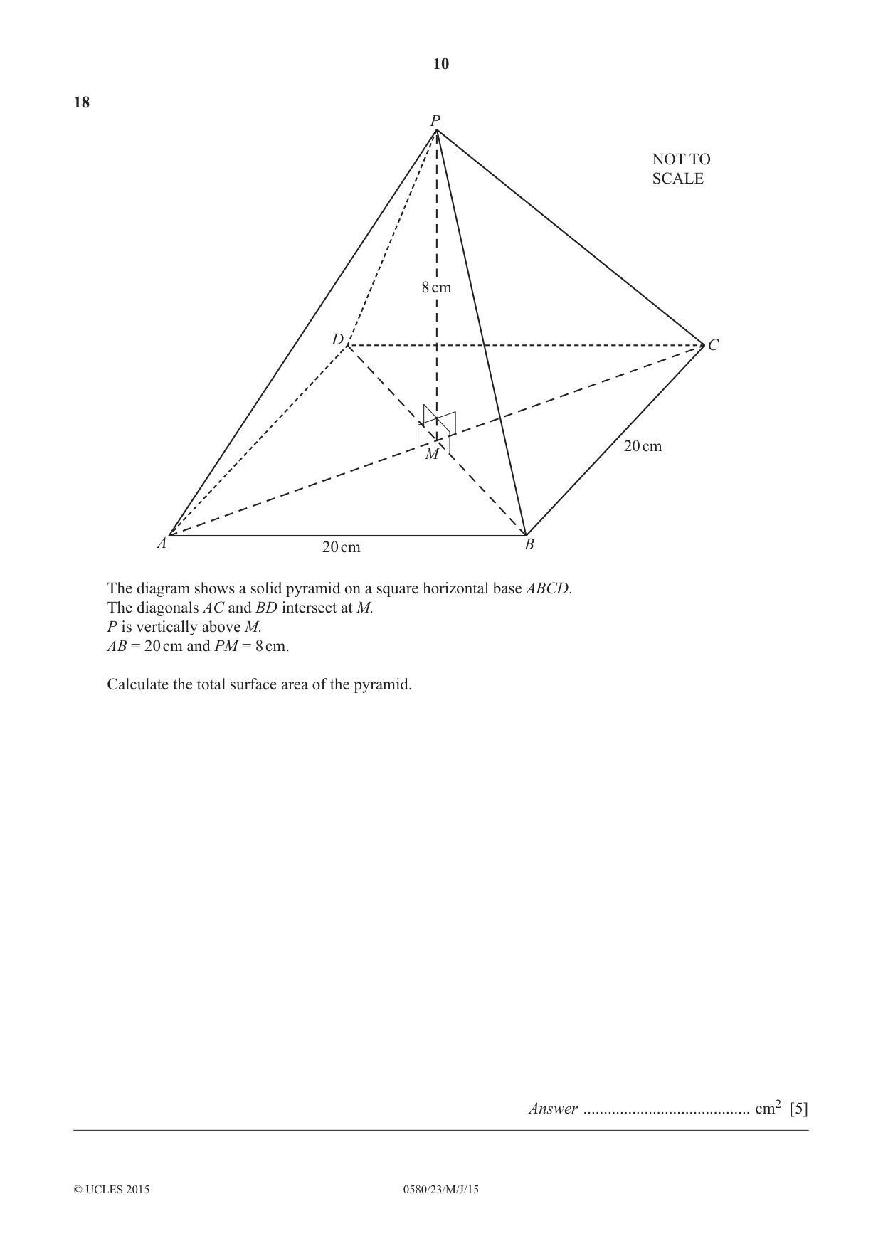 Cambridge IGCSE Mathematics 0580 2015 May/June Paper 2 · Variant 3 question paper, page 10 of 12