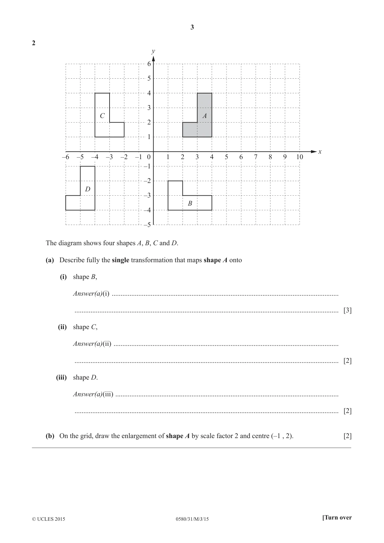 Cambridge IGCSE Mathematics 0580 2015 May/June Paper 3 · Variant 1 question paper, page 3 of 16