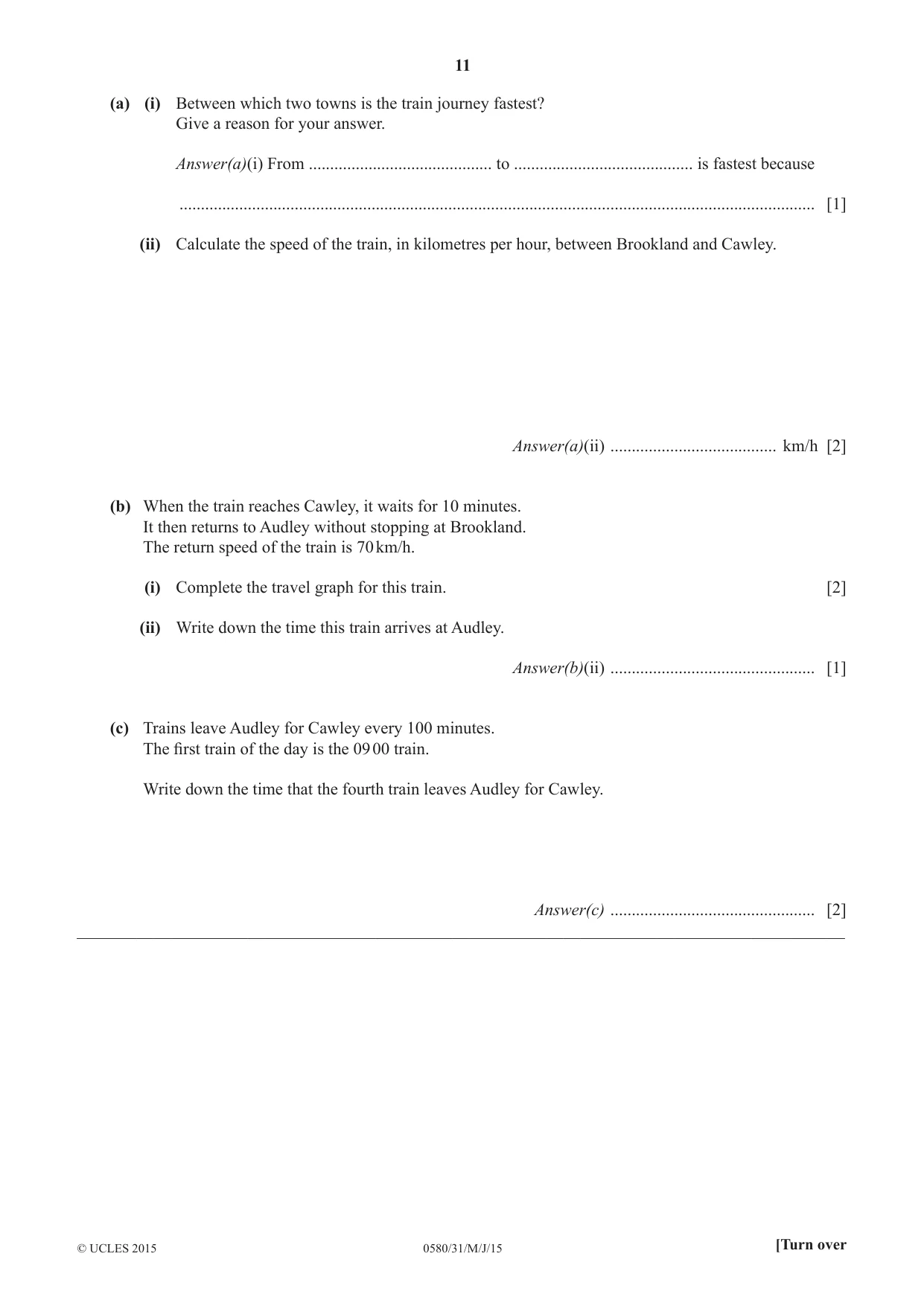 Cambridge IGCSE Mathematics 0580 2015 May/June Paper 3 · Variant 1 question paper, page 11 of 16