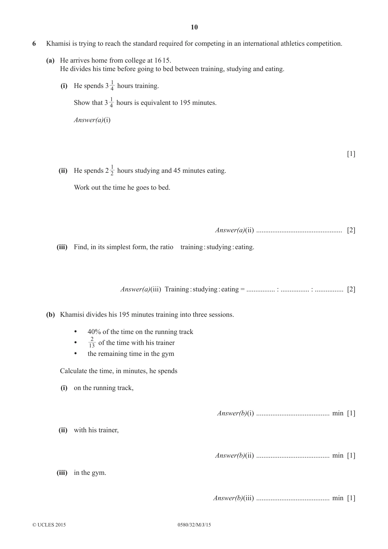 Cambridge IGCSE Mathematics 0580 2015 May/June Paper 3 · Variant 2 question paper, page 10 of 16