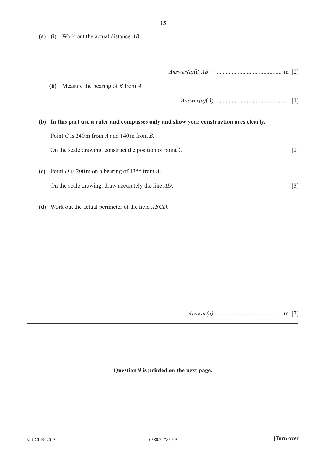 Cambridge IGCSE Mathematics 0580 2015 May/June Paper 3 · Variant 2 question paper, page 15 of 16