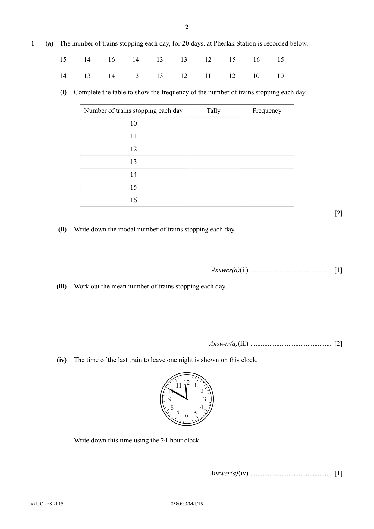Cambridge IGCSE Mathematics 0580 2015 May/June Paper 3 · Variant 3 question paper, page 2 of 16