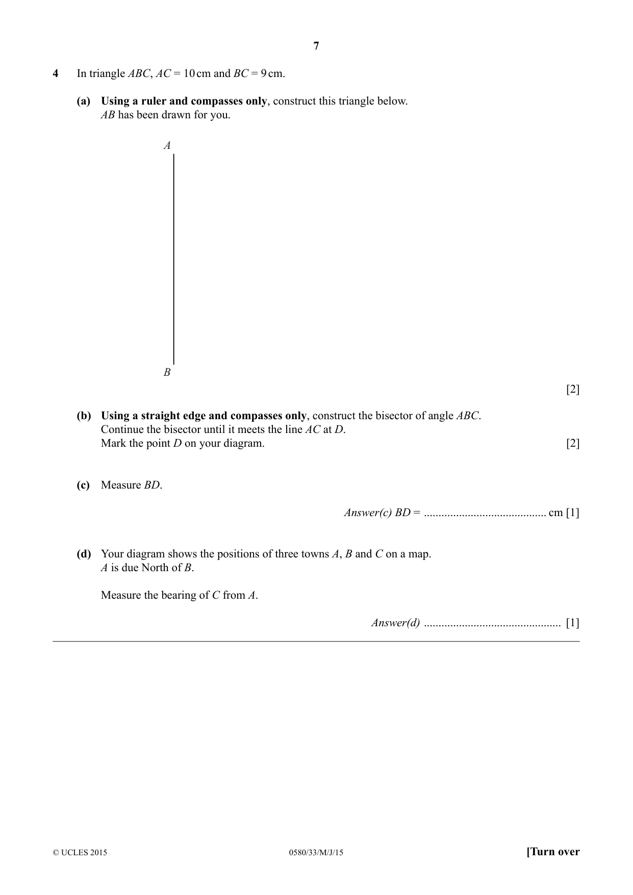 Cambridge IGCSE Mathematics 0580 2015 May/June Paper 3 · Variant 3 question paper, page 7 of 16