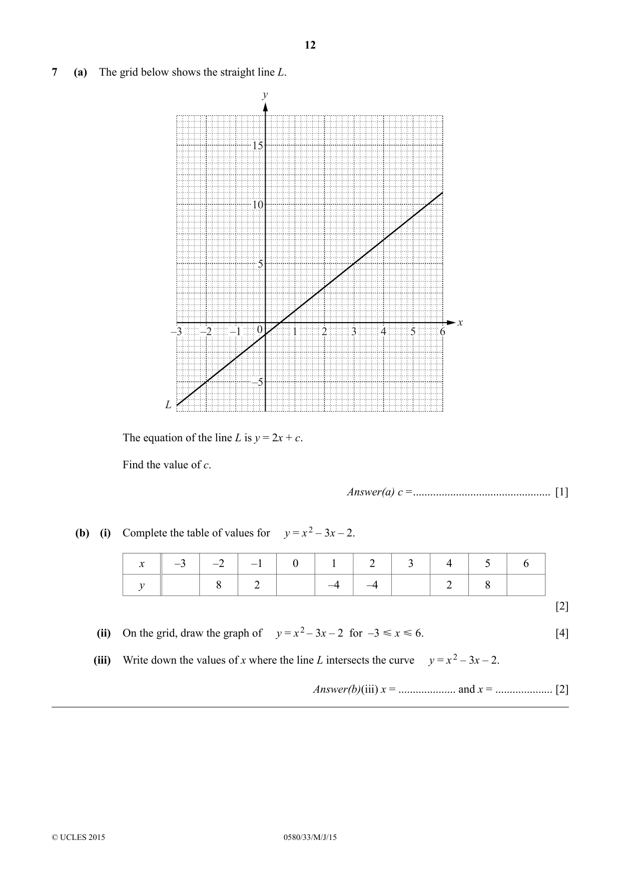 Cambridge IGCSE Mathematics 0580 2015 May/June Paper 3 · Variant 3 question paper, page 12 of 16