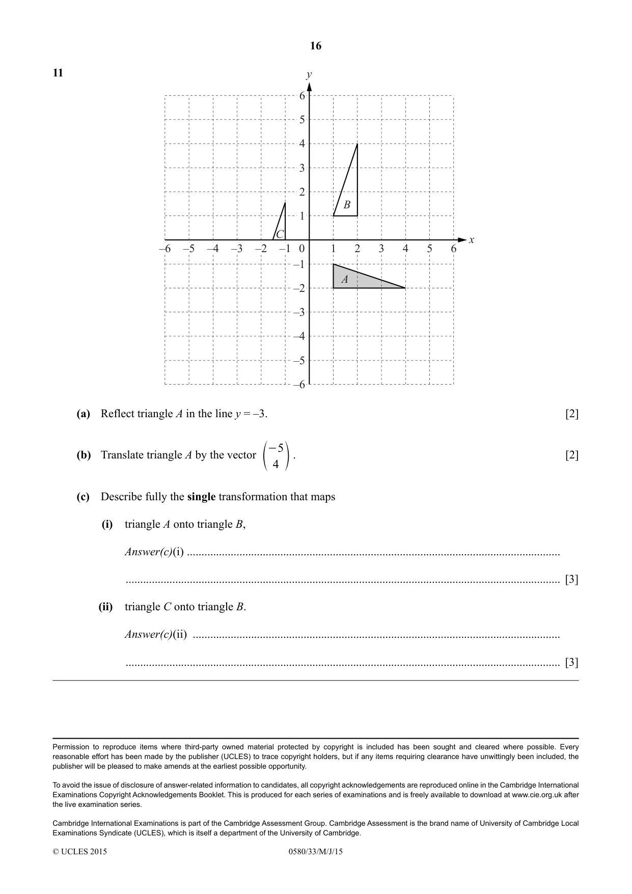 Cambridge IGCSE Mathematics 0580 2015 May/June Paper 3 · Variant 3 question paper, page 16 of 16