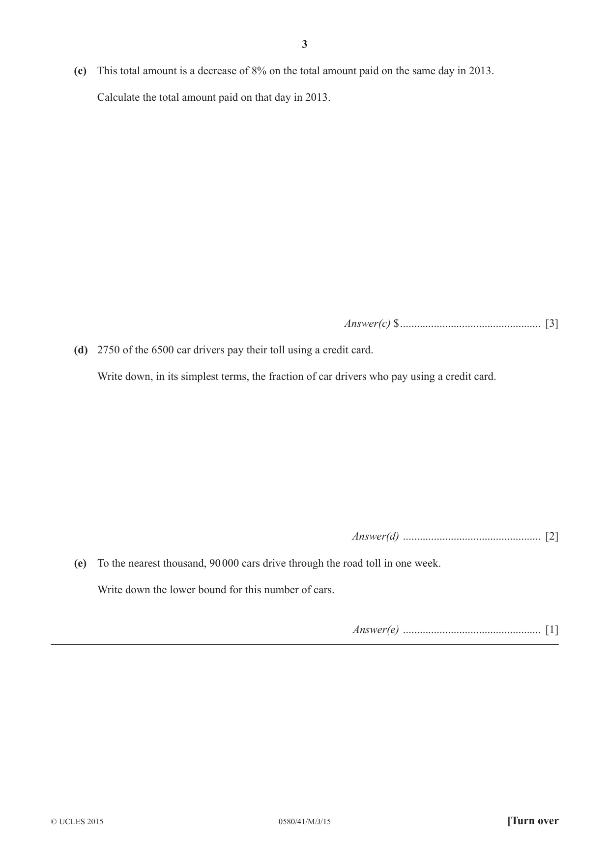 Cambridge IGCSE Mathematics 0580 2015 May/June Paper 4 · Variant 1 question paper, page 3 of 20