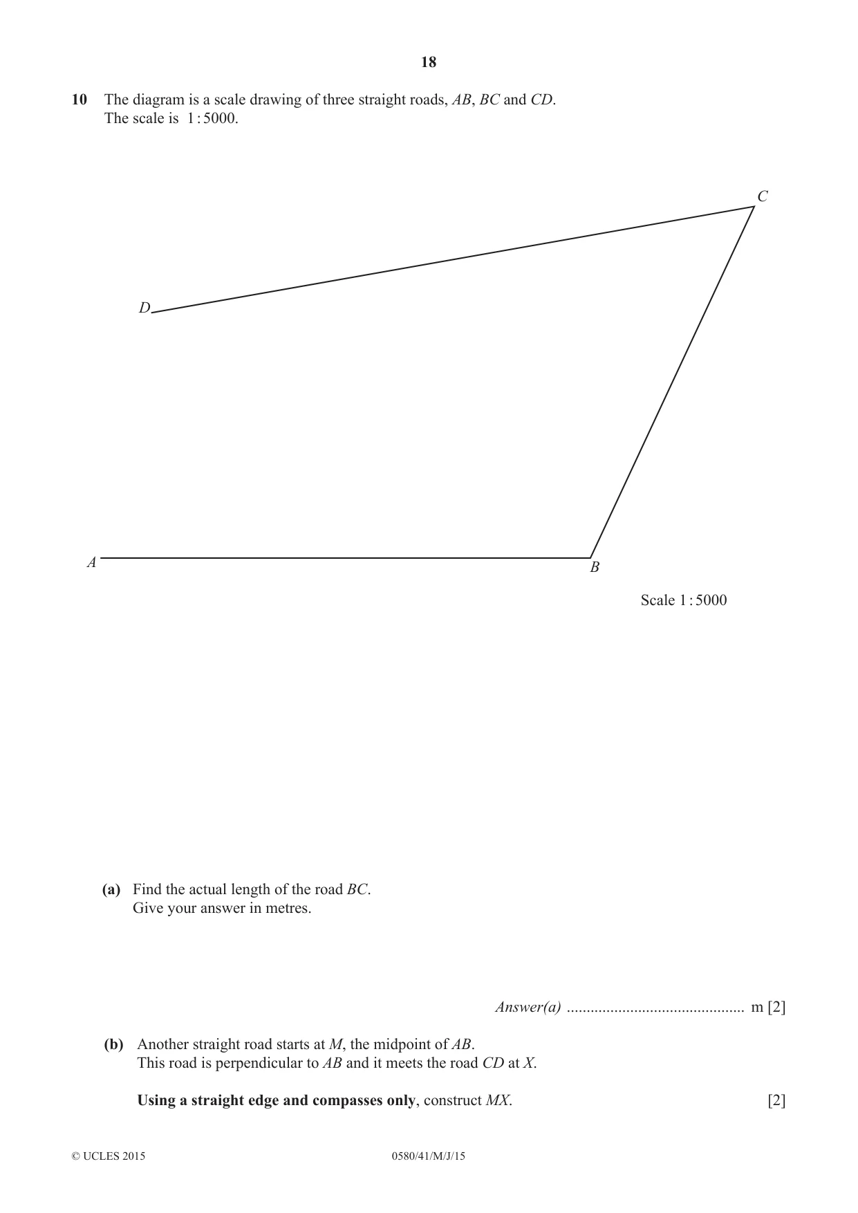 Cambridge IGCSE Mathematics 0580 2015 May/June Paper 4 · Variant 1 question paper, page 18 of 20