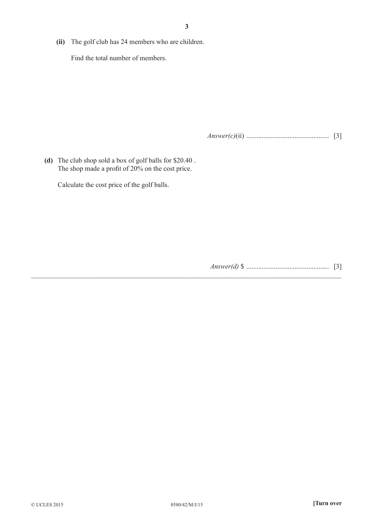 Cambridge IGCSE Mathematics 0580 2015 May/June Paper 4 · Variant 2 question paper, page 3 of 20