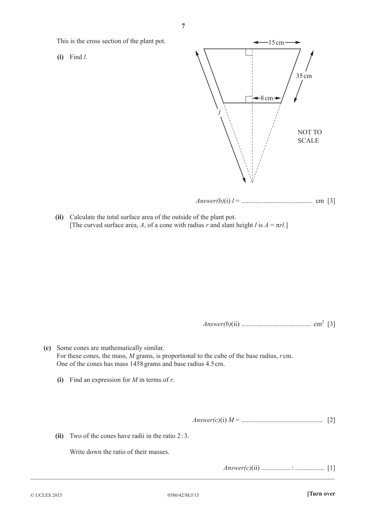 Cambridge IGCSE Mathematics 0580 2015 May/June Paper 4 · Variant 2 question paper, page 7 of 20