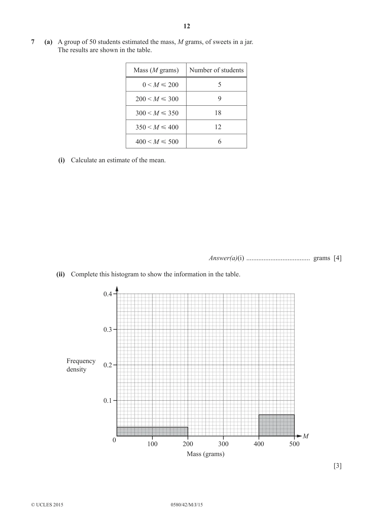 Cambridge IGCSE Mathematics 0580 2015 May/June Paper 4 · Variant 2 question paper, page 12 of 20