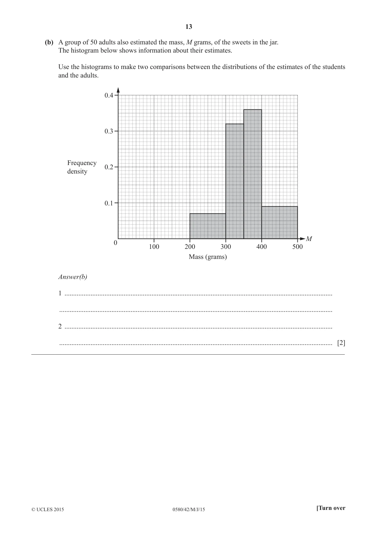 Cambridge IGCSE Mathematics 0580 2015 May/June Paper 4 · Variant 2 question paper, page 13 of 20