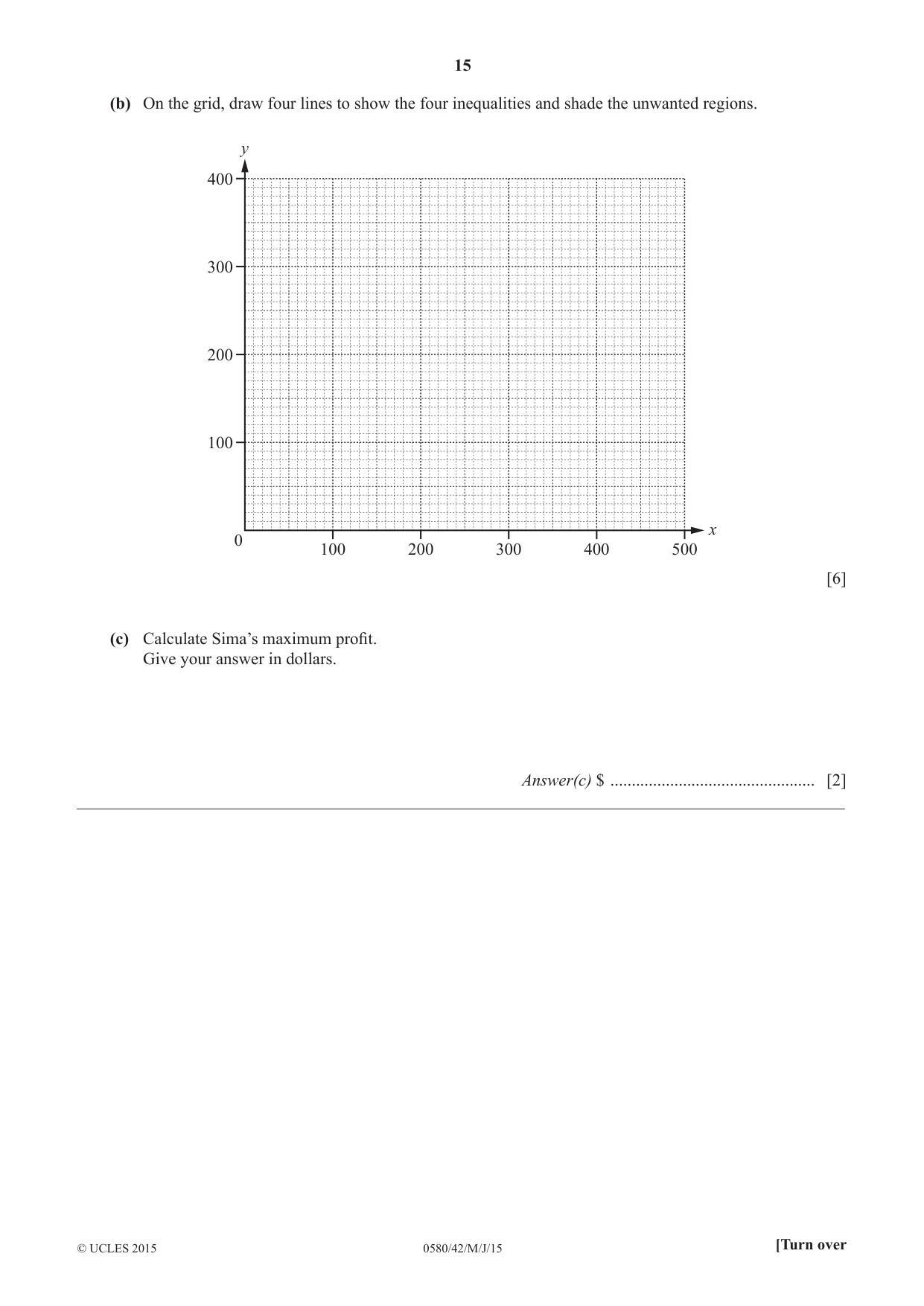 Cambridge IGCSE Mathematics 0580 2015 May/June Paper 4 · Variant 2 question paper, page 15 of 20