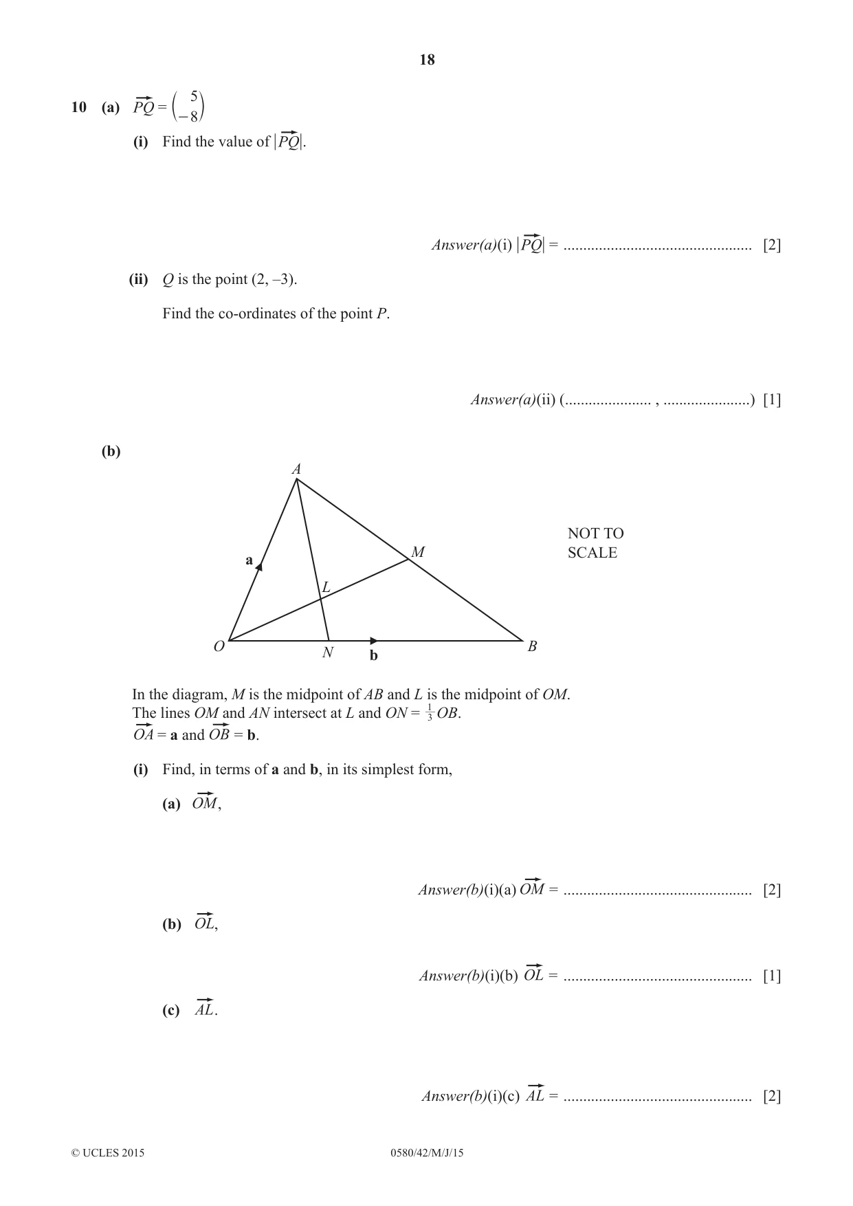 Cambridge IGCSE Mathematics 0580 2015 May/June Paper 4 · Variant 2 question paper, page 18 of 20