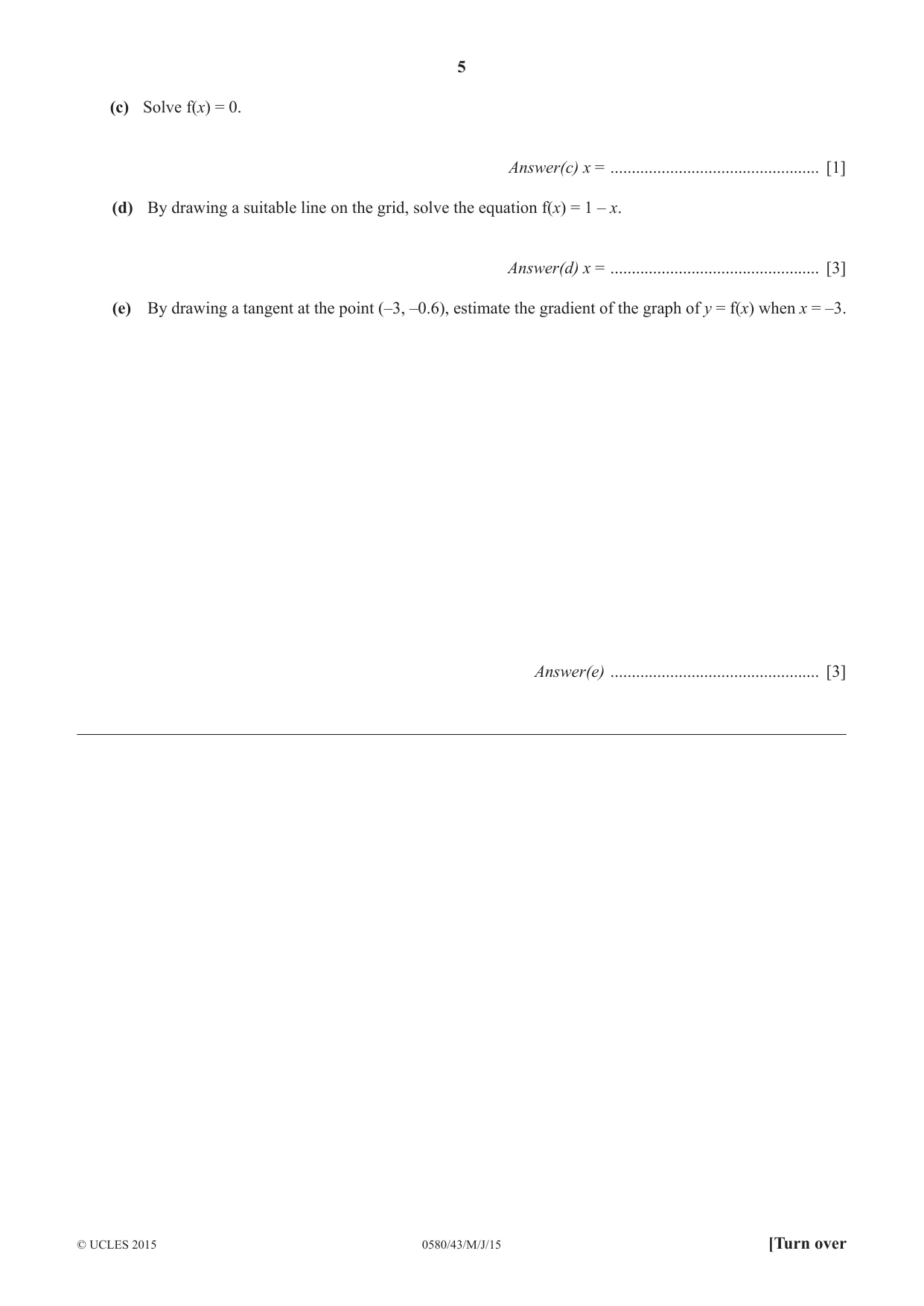 Cambridge IGCSE Mathematics 0580 2015 May/June Paper 4 · Variant 3 question paper, page 5 of 16