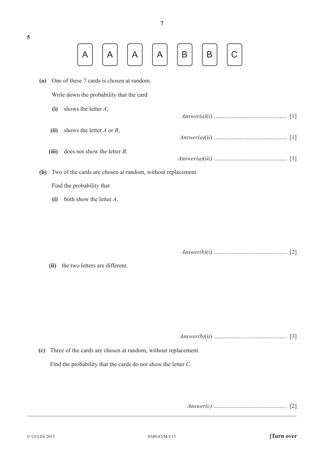 Cambridge IGCSE Mathematics 0580 2015 May/June Paper 4 · Variant 3 question paper, page 7 of 16