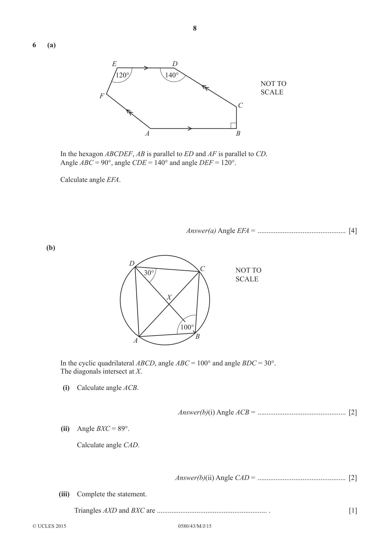Cambridge IGCSE Mathematics 0580 2015 May/June Paper 4 · Variant 3 question paper, page 8 of 16
