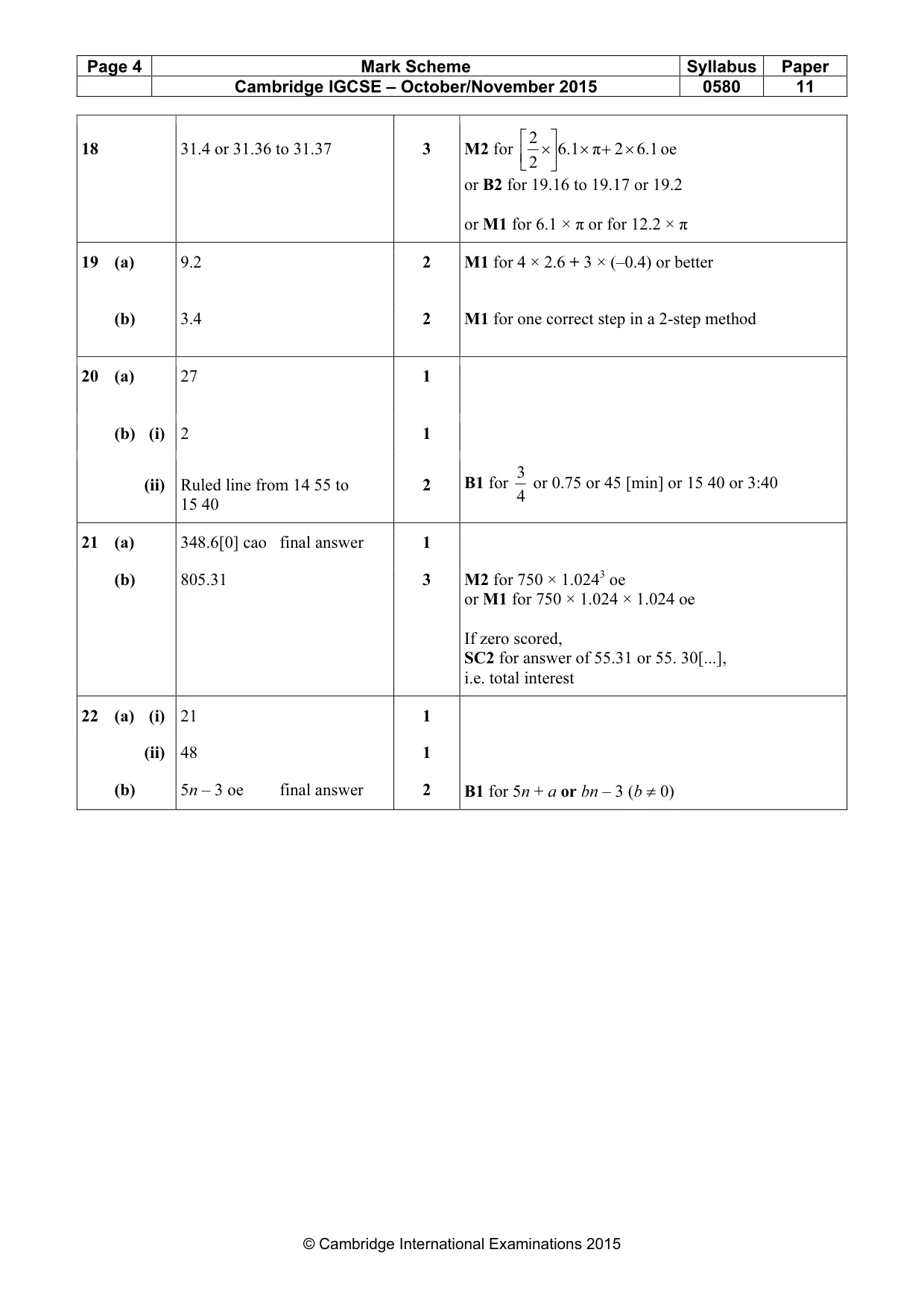 Mark scheme, page 4 of 4