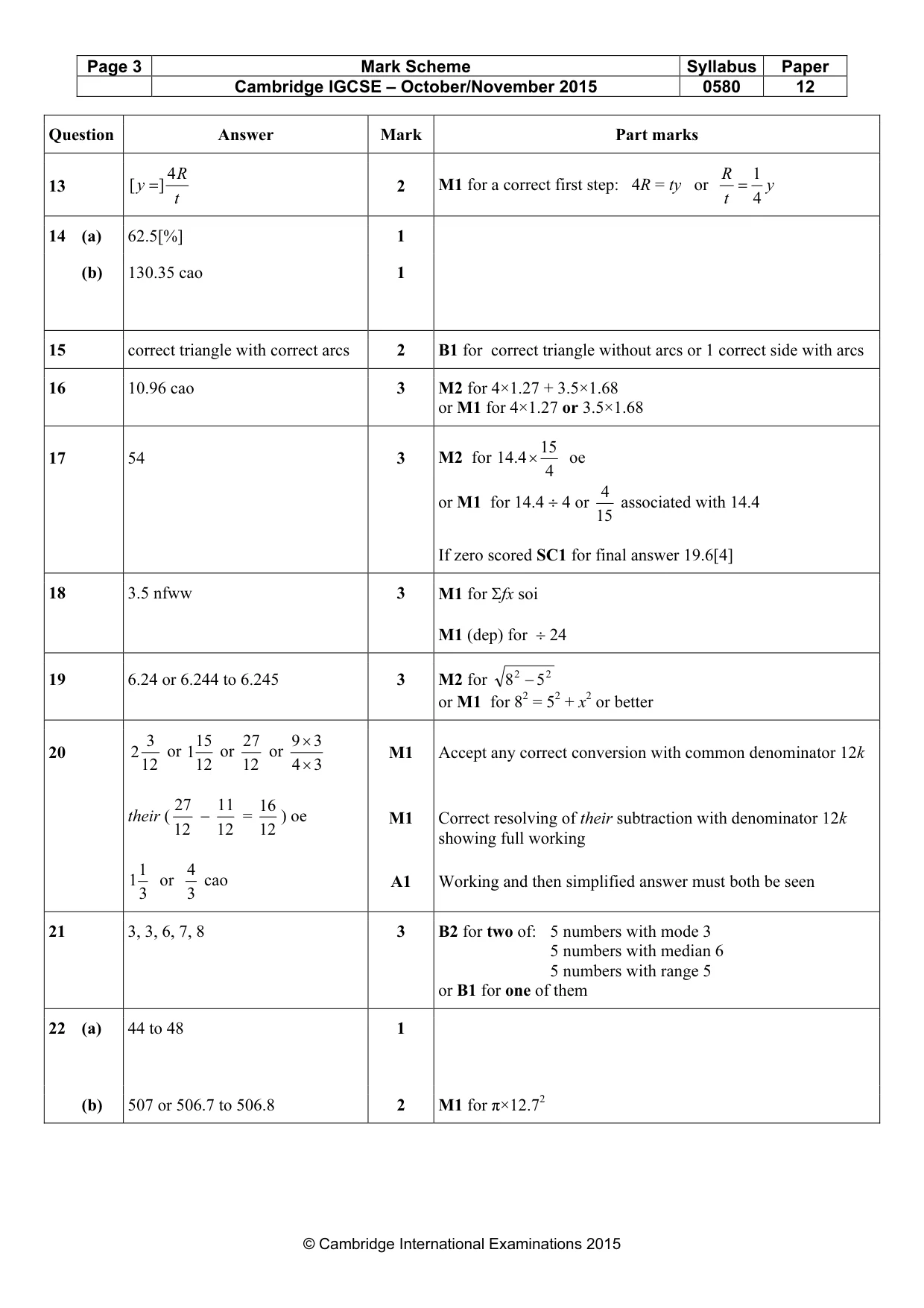 Mark scheme, page 3 of 4