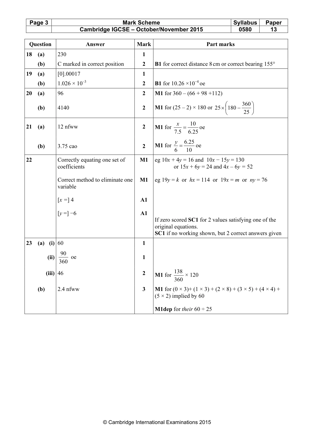 Mark scheme, page 3 of 3