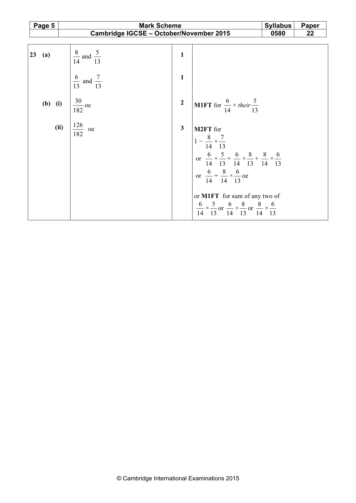 Mark scheme, page 5 of 5