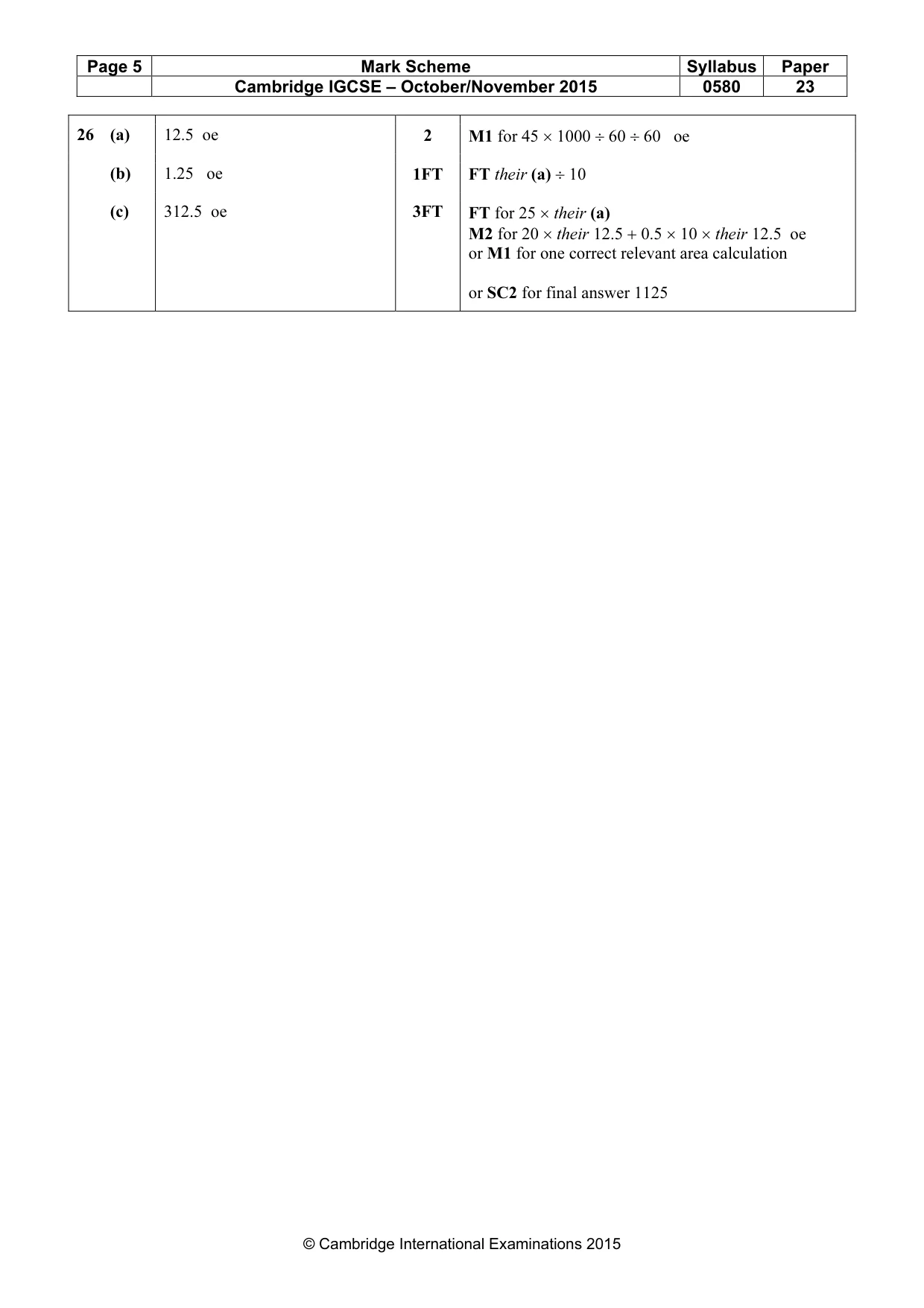 Mark scheme, page 5 of 5