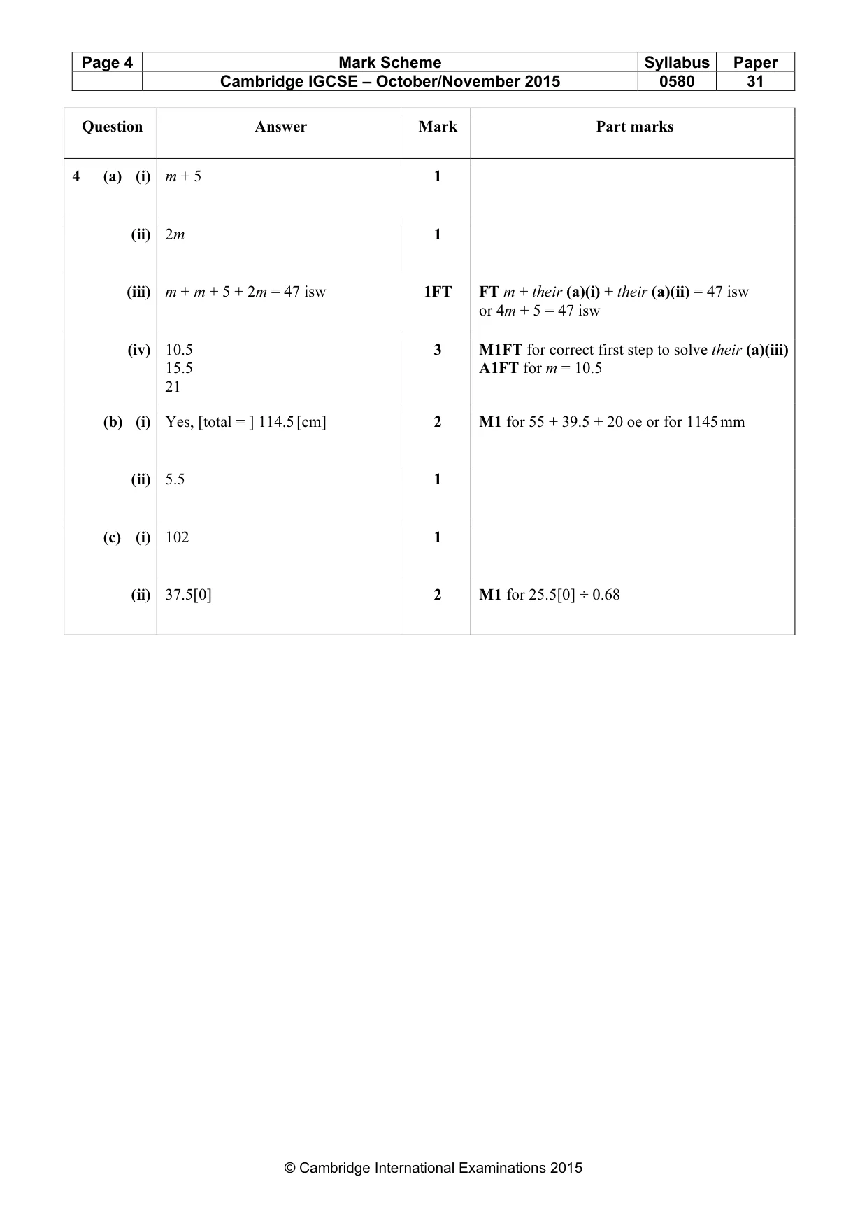 Mark scheme, page 4 of 7