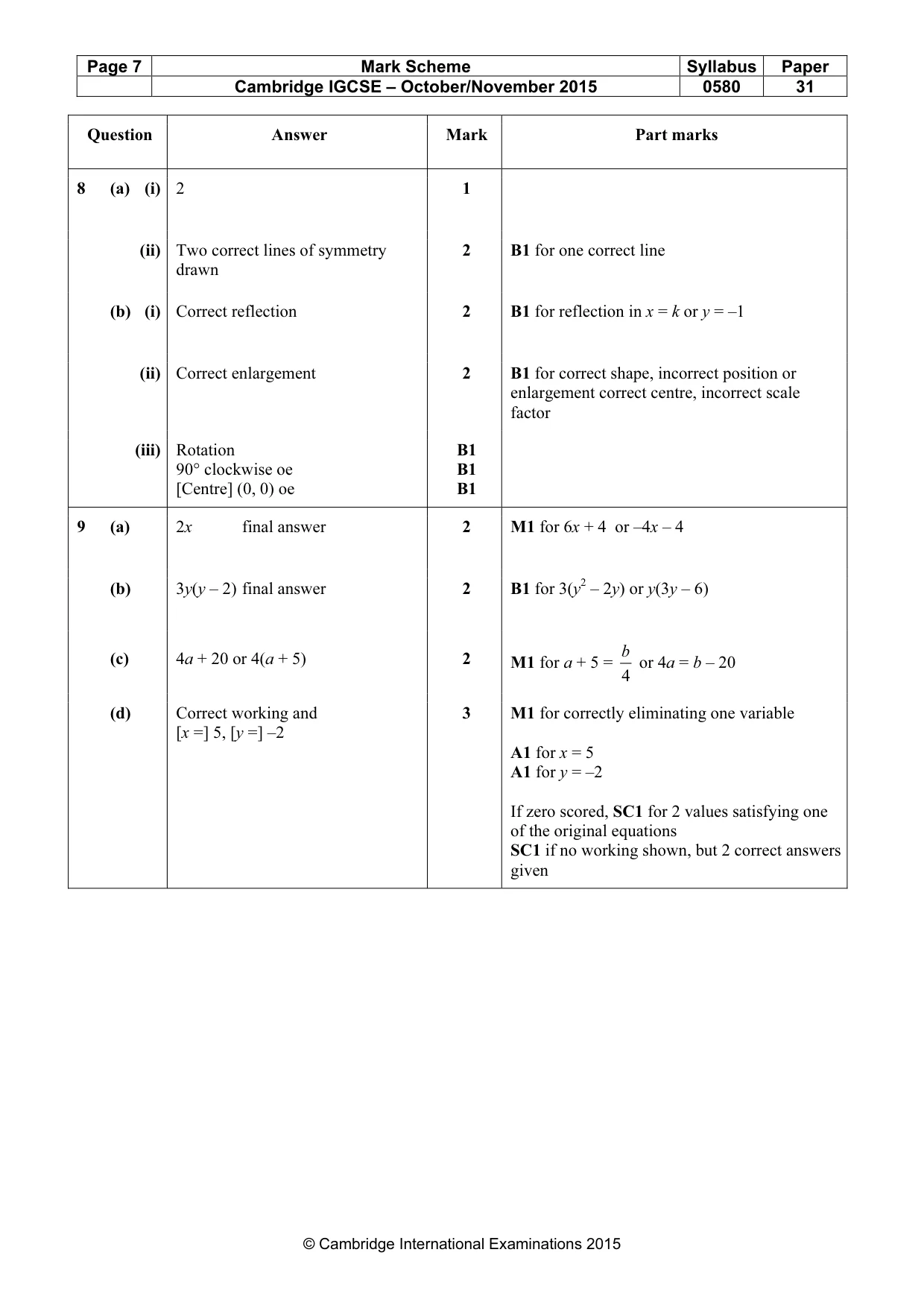 Mark scheme, page 7 of 7