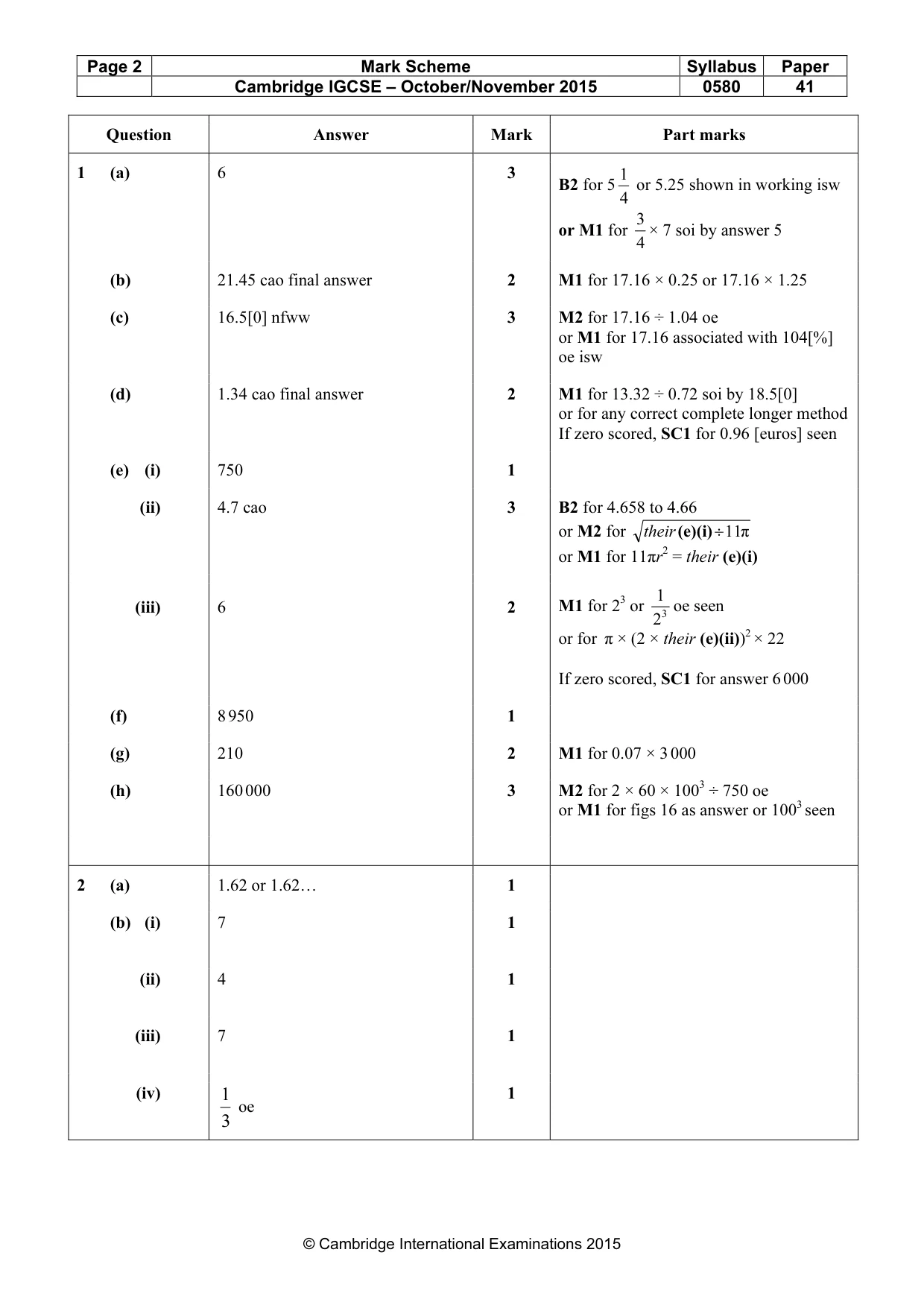 Mark scheme, page 2 of 8