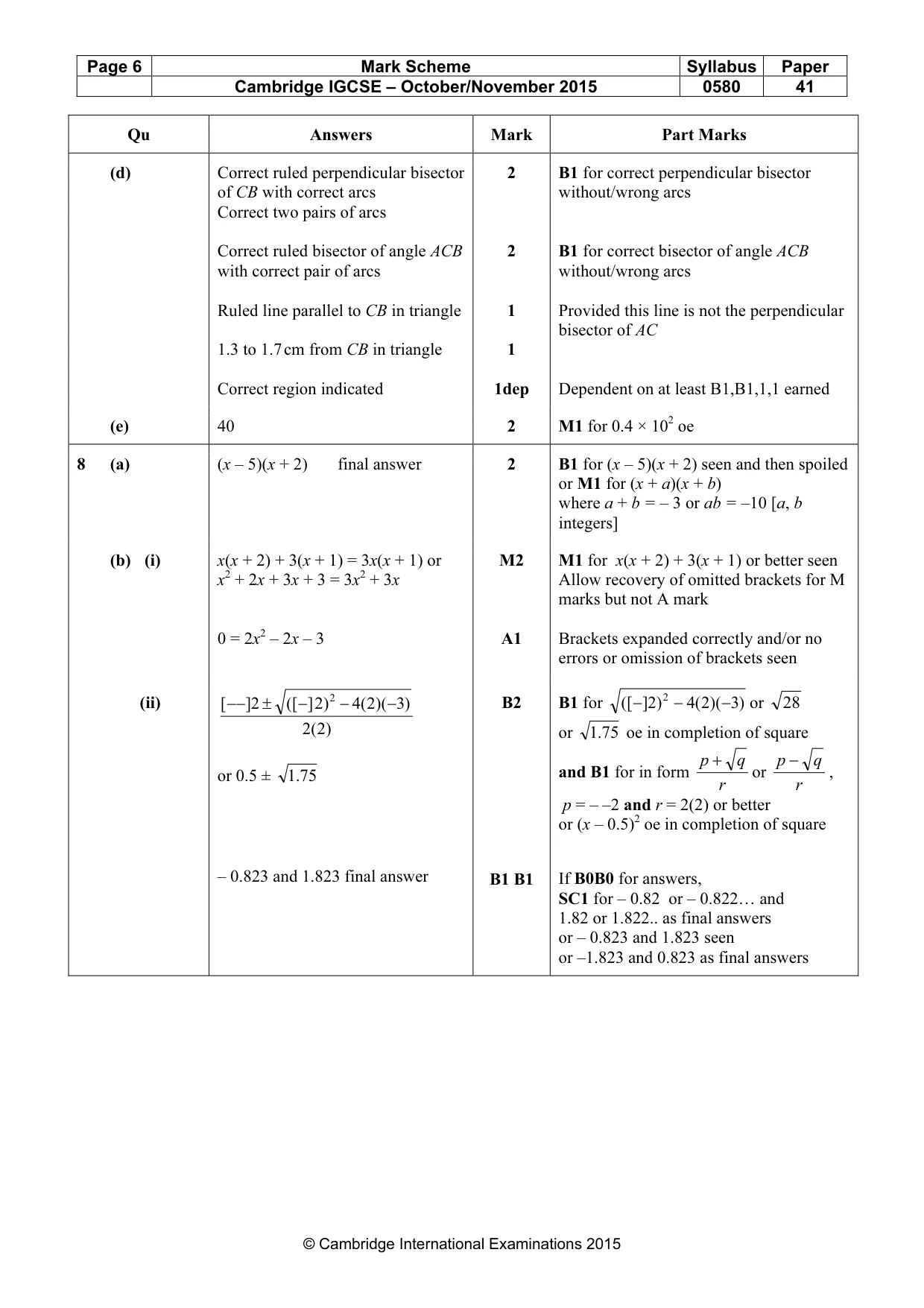 Mark scheme, page 6 of 8