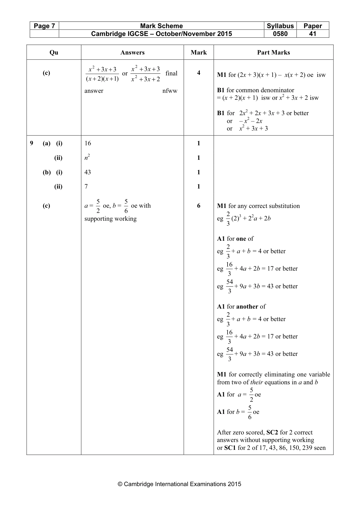 Mark scheme, page 7 of 8