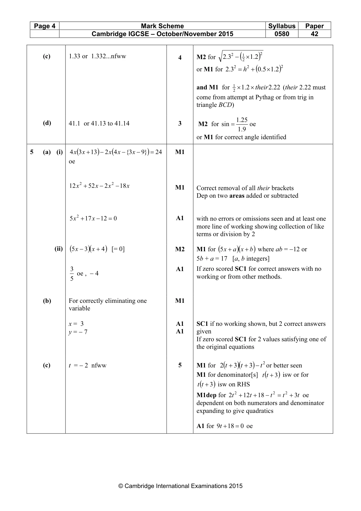Mark scheme, page 4 of 7