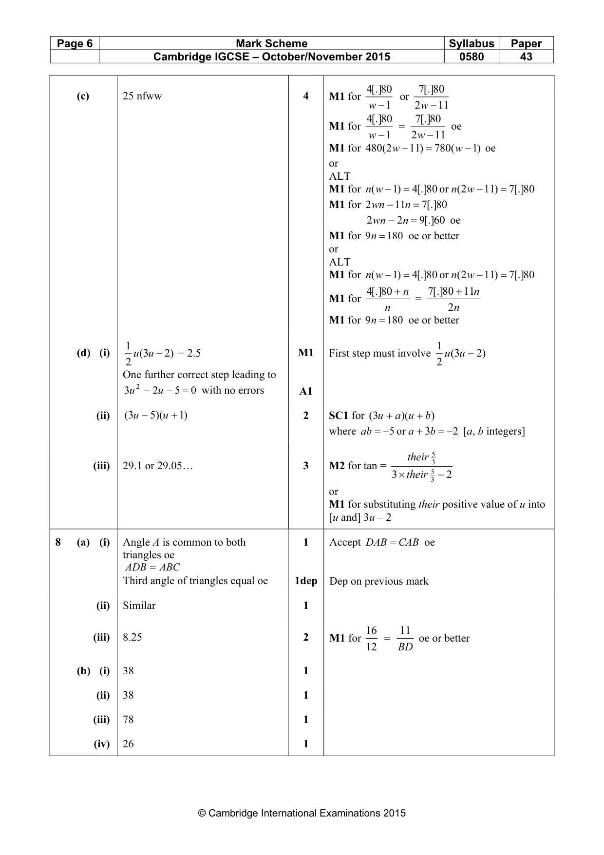 Mark scheme, page 6 of 8