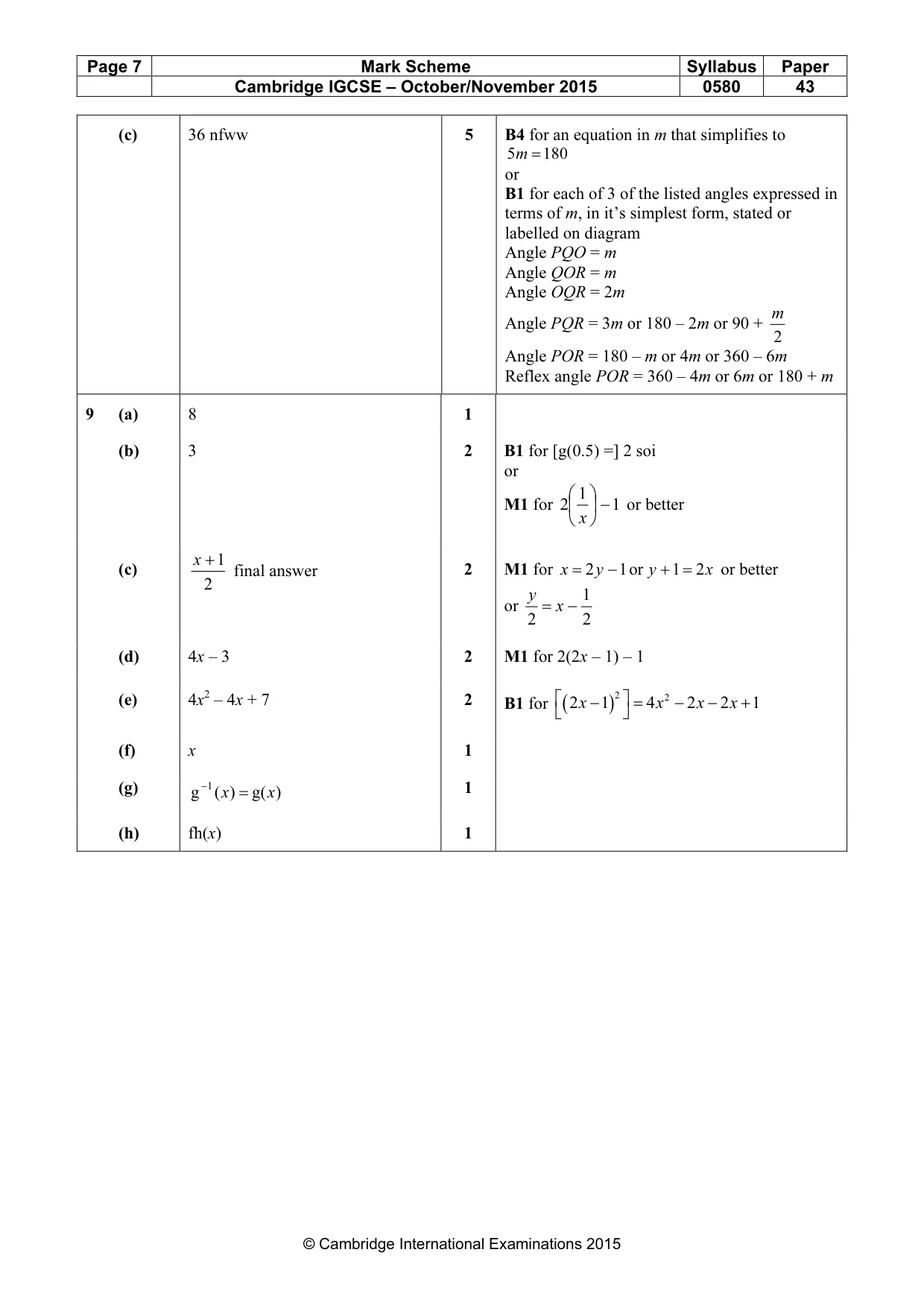 Mark scheme, page 7 of 8