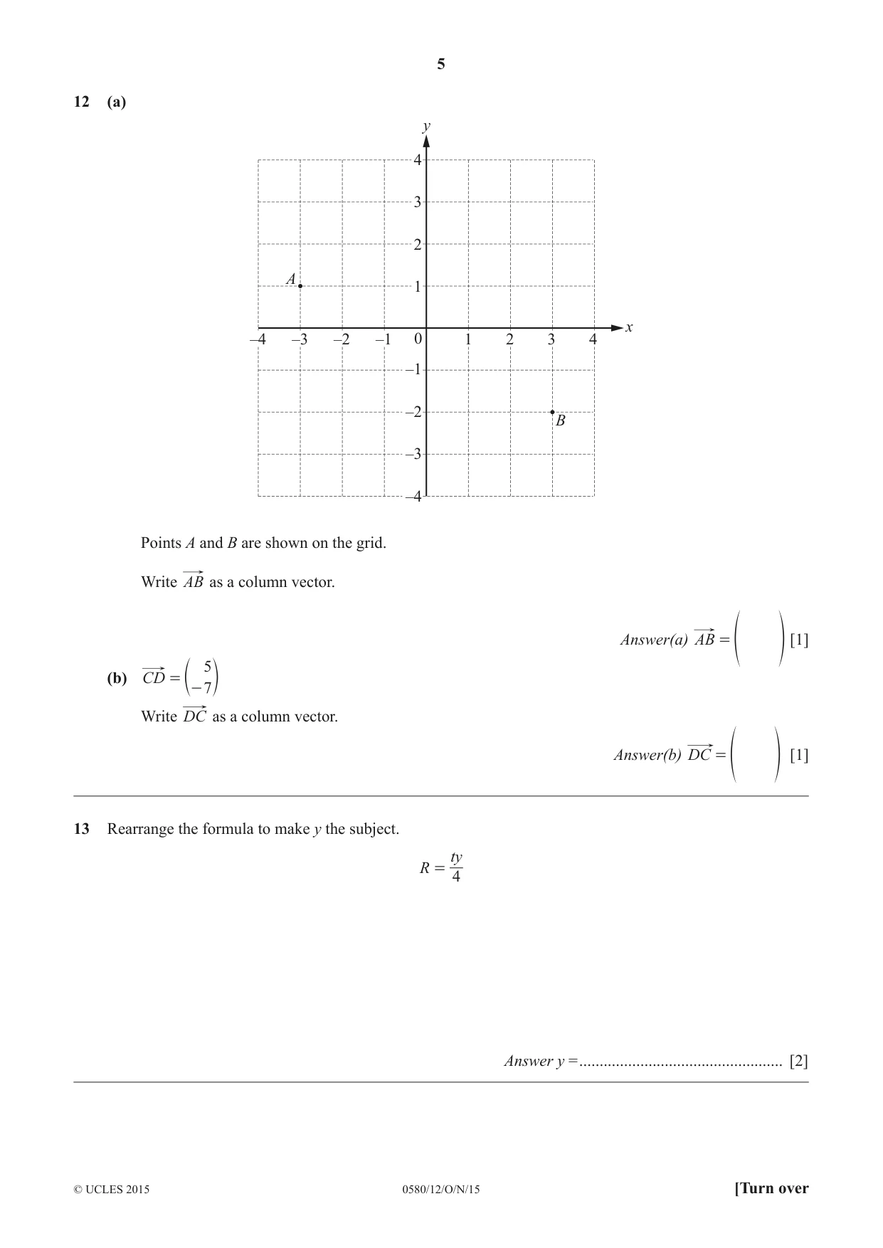 Cambridge IGCSE Mathematics 0580 2015 Oct/Nov Paper 1 · Variant 2 question paper, page 5 of 12