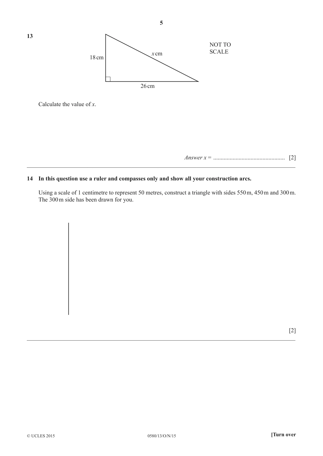 Cambridge IGCSE Mathematics 0580 2015 Oct/Nov Paper 1 · Variant 3 question paper, page 5 of 12