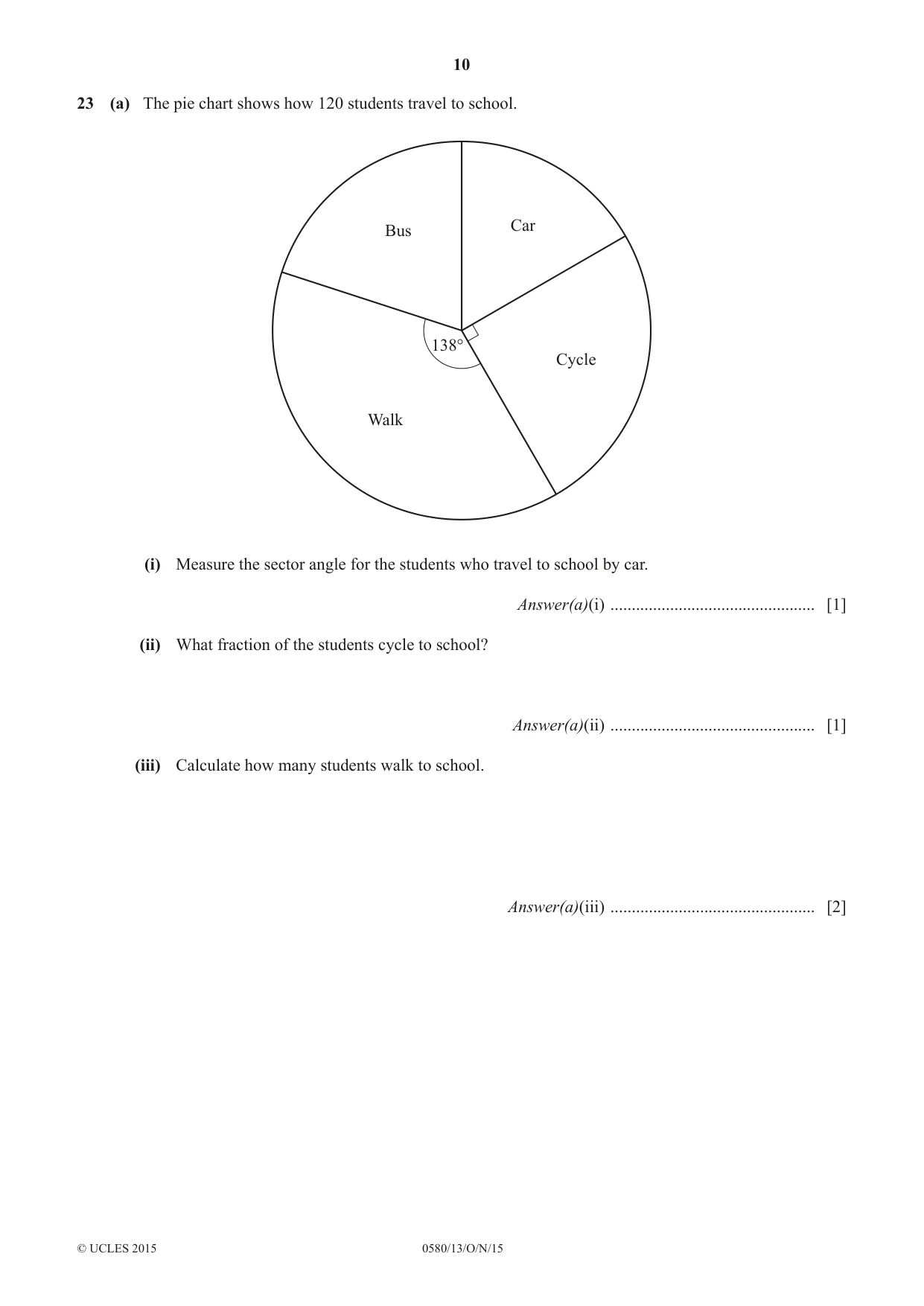 Cambridge IGCSE Mathematics 0580 2015 Oct/Nov Paper 1 · Variant 3 question paper, page 10 of 12