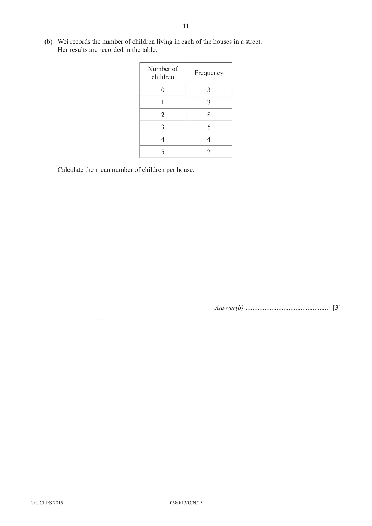 Cambridge IGCSE Mathematics 0580 2015 Oct/Nov Paper 1 · Variant 3 question paper, page 11 of 12