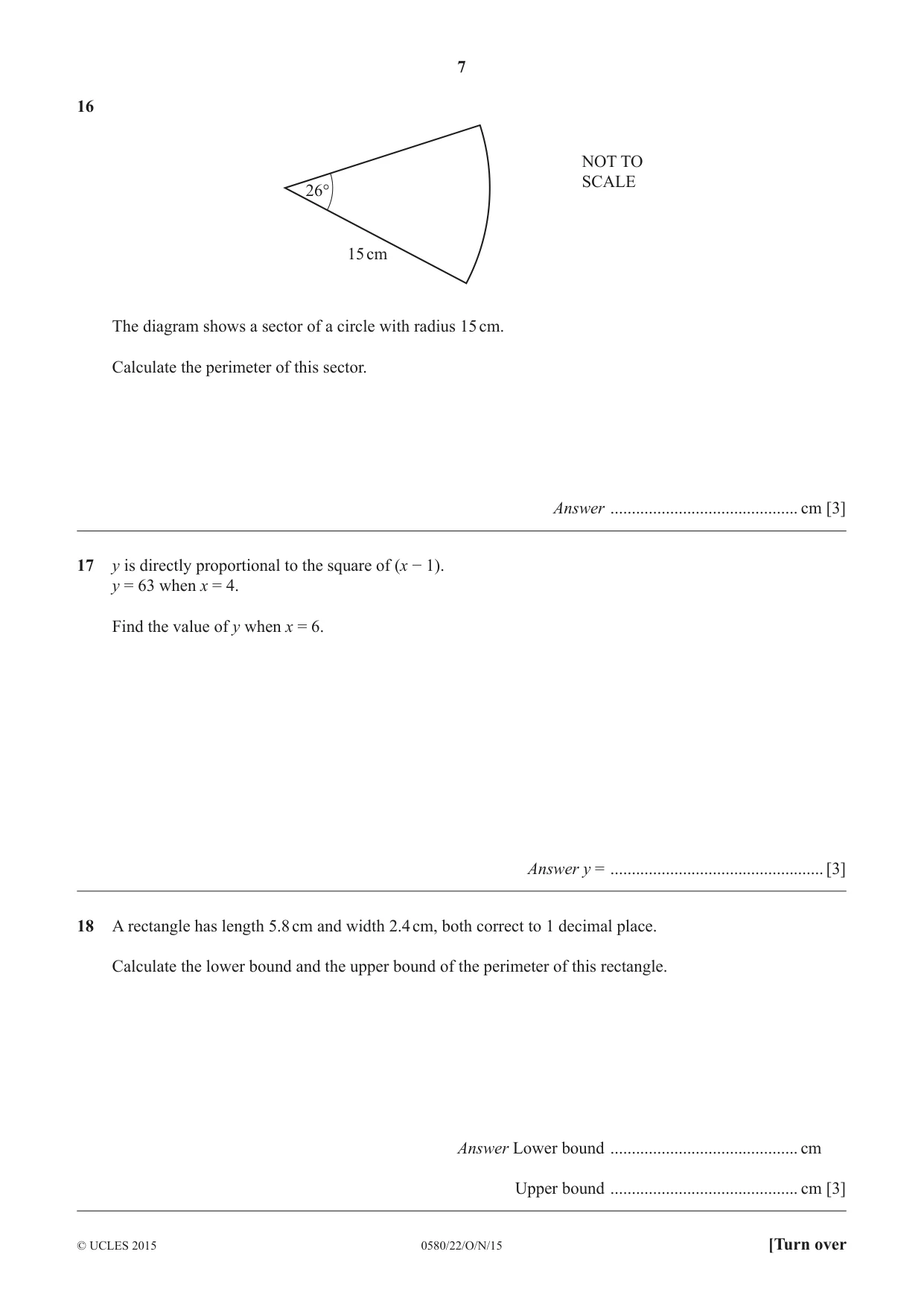 Cambridge IGCSE Mathematics 0580 2015 Oct/Nov Paper 2 · Variant 2 question paper, page 7 of 12