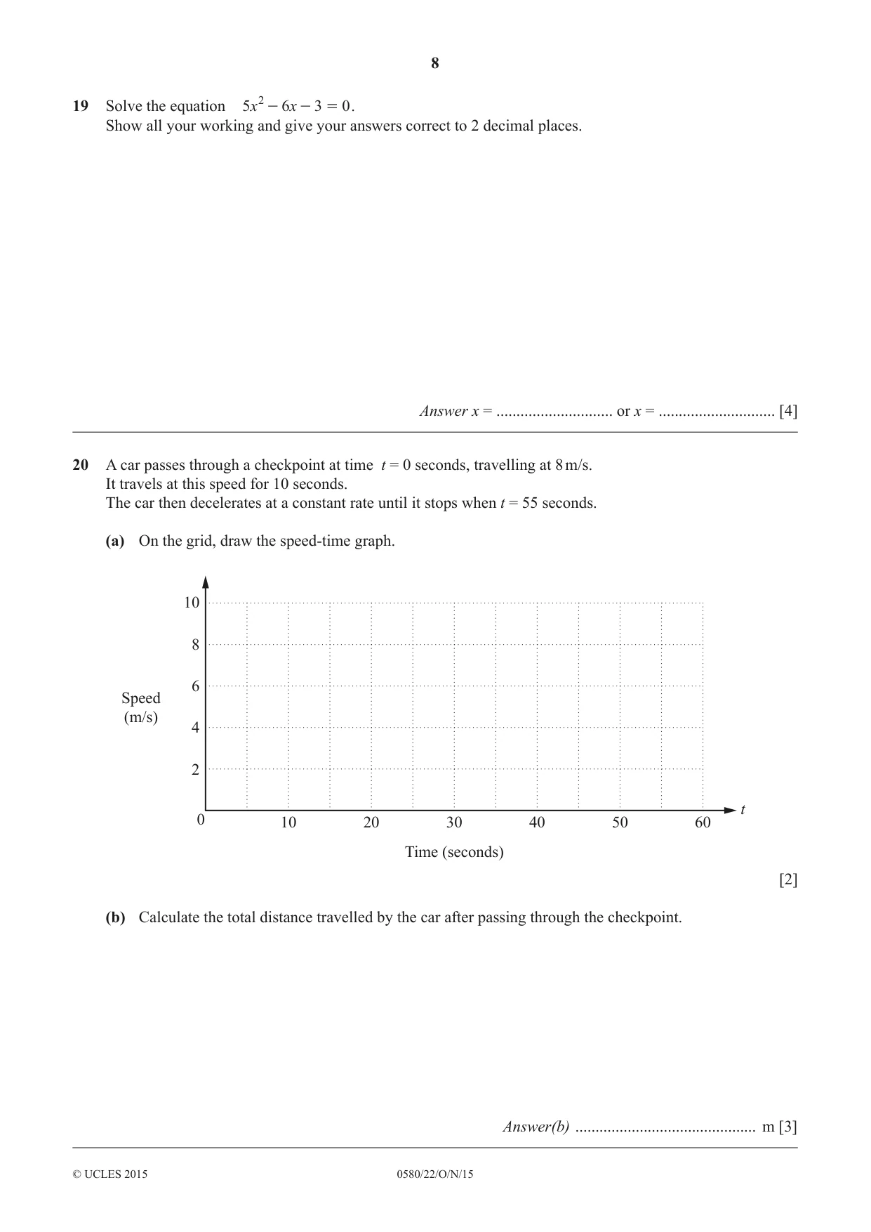 Cambridge IGCSE Mathematics 0580 2015 Oct/Nov Paper 2 · Variant 2 question paper, page 8 of 12