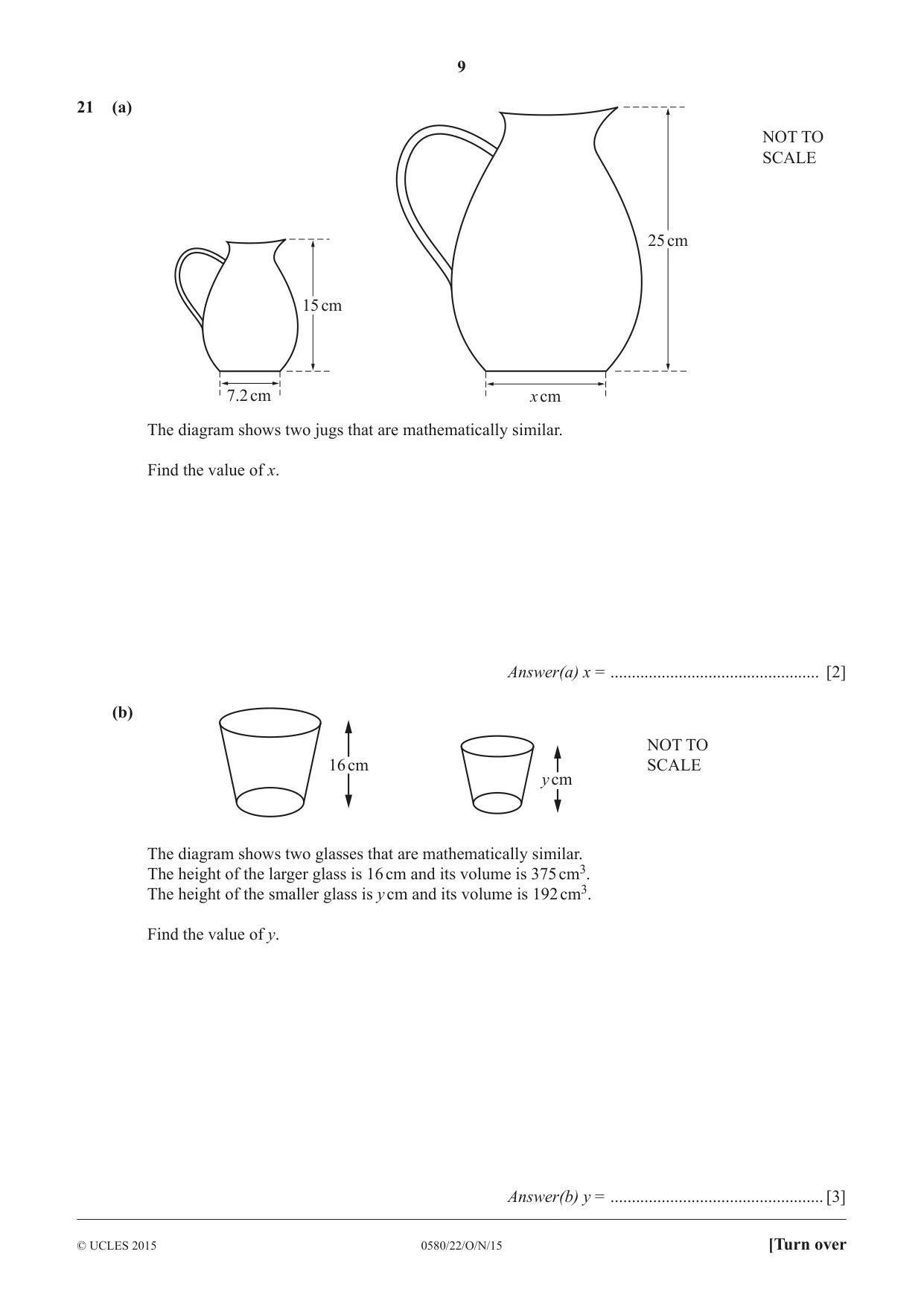 Cambridge IGCSE Mathematics 0580 2015 Oct/Nov Paper 2 · Variant 2 question paper, page 9 of 12