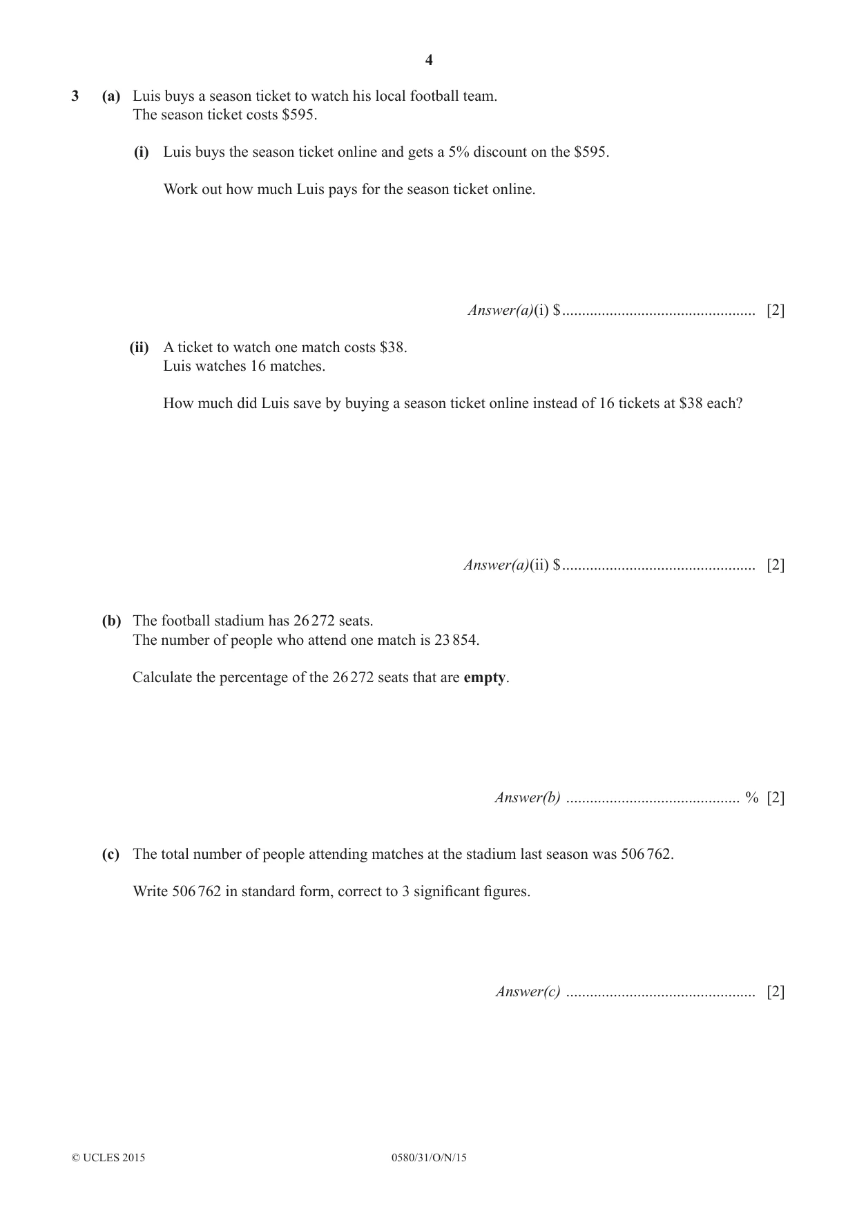 Cambridge IGCSE Mathematics 0580 2015 Oct/Nov Paper 3 · Variant 1 question paper, page 4 of 16