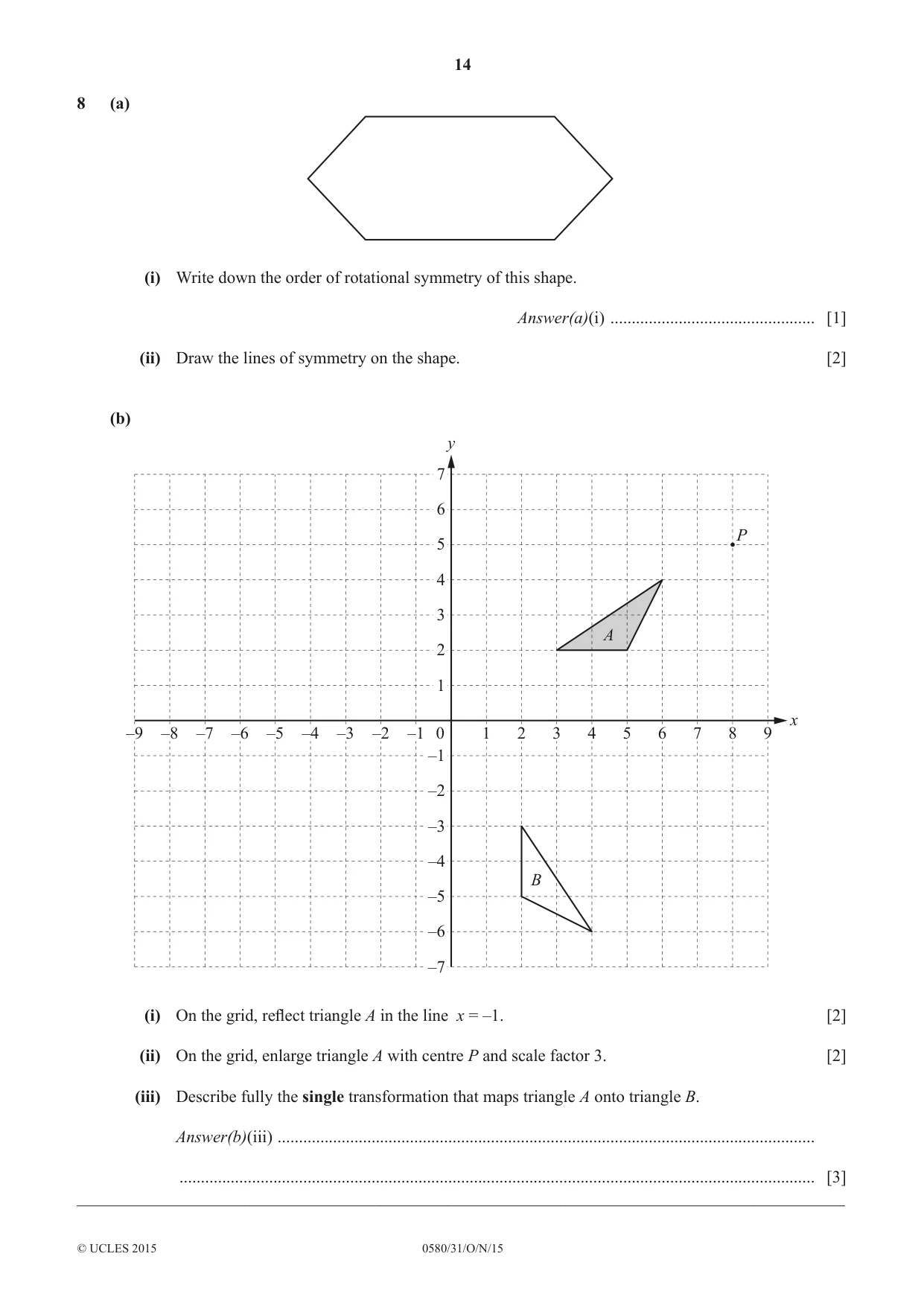 Cambridge IGCSE Mathematics 0580 2015 Oct/Nov Paper 3 · Variant 1 question paper, page 14 of 16