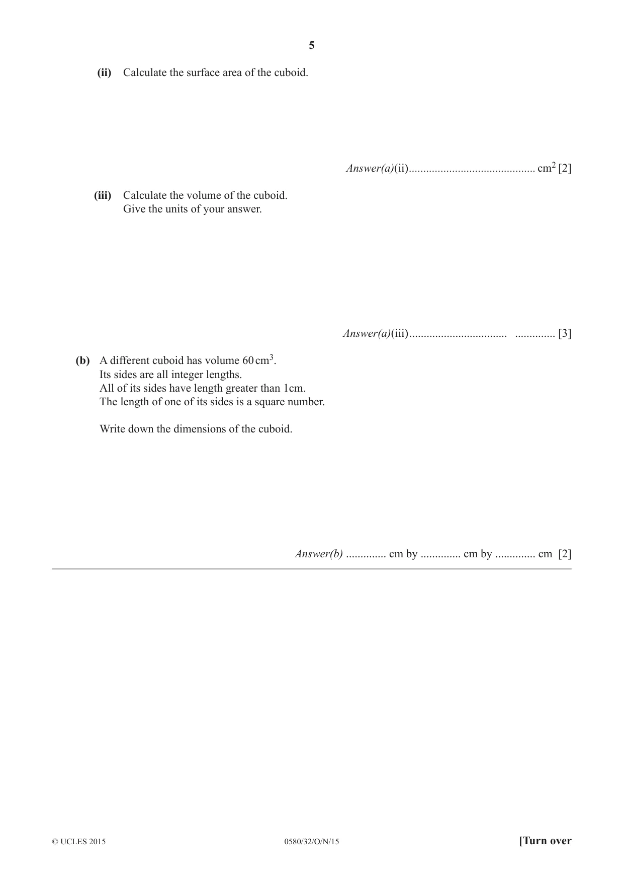 Cambridge IGCSE Mathematics 0580 2015 Oct/Nov Paper 3 · Variant 2 question paper, page 5 of 16