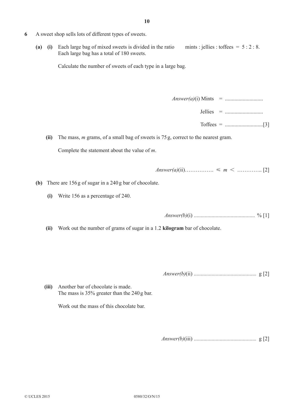 Cambridge IGCSE Mathematics 0580 2015 Oct/Nov Paper 3 · Variant 2 question paper, page 10 of 16