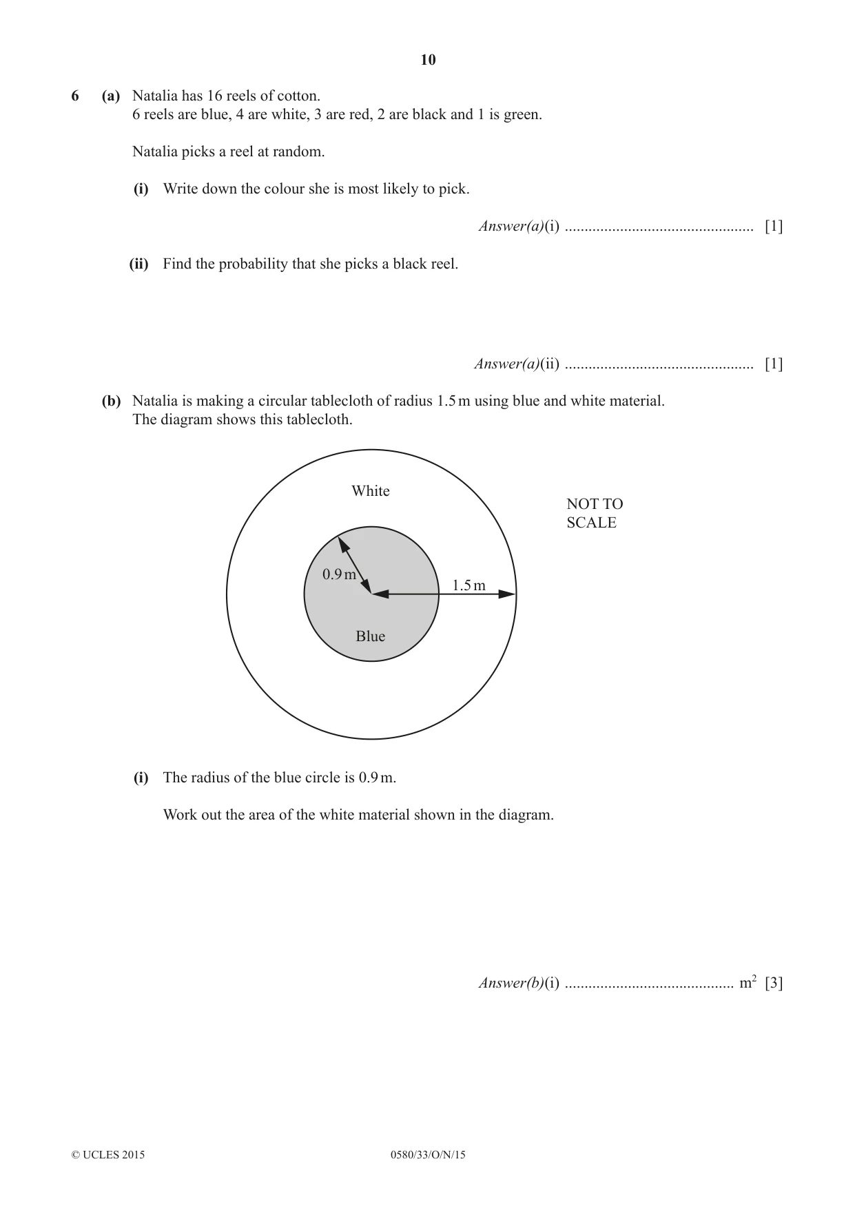 Cambridge IGCSE Mathematics 0580 2015 Oct/Nov Paper 3 · Variant 3 question paper, page 10 of 16
